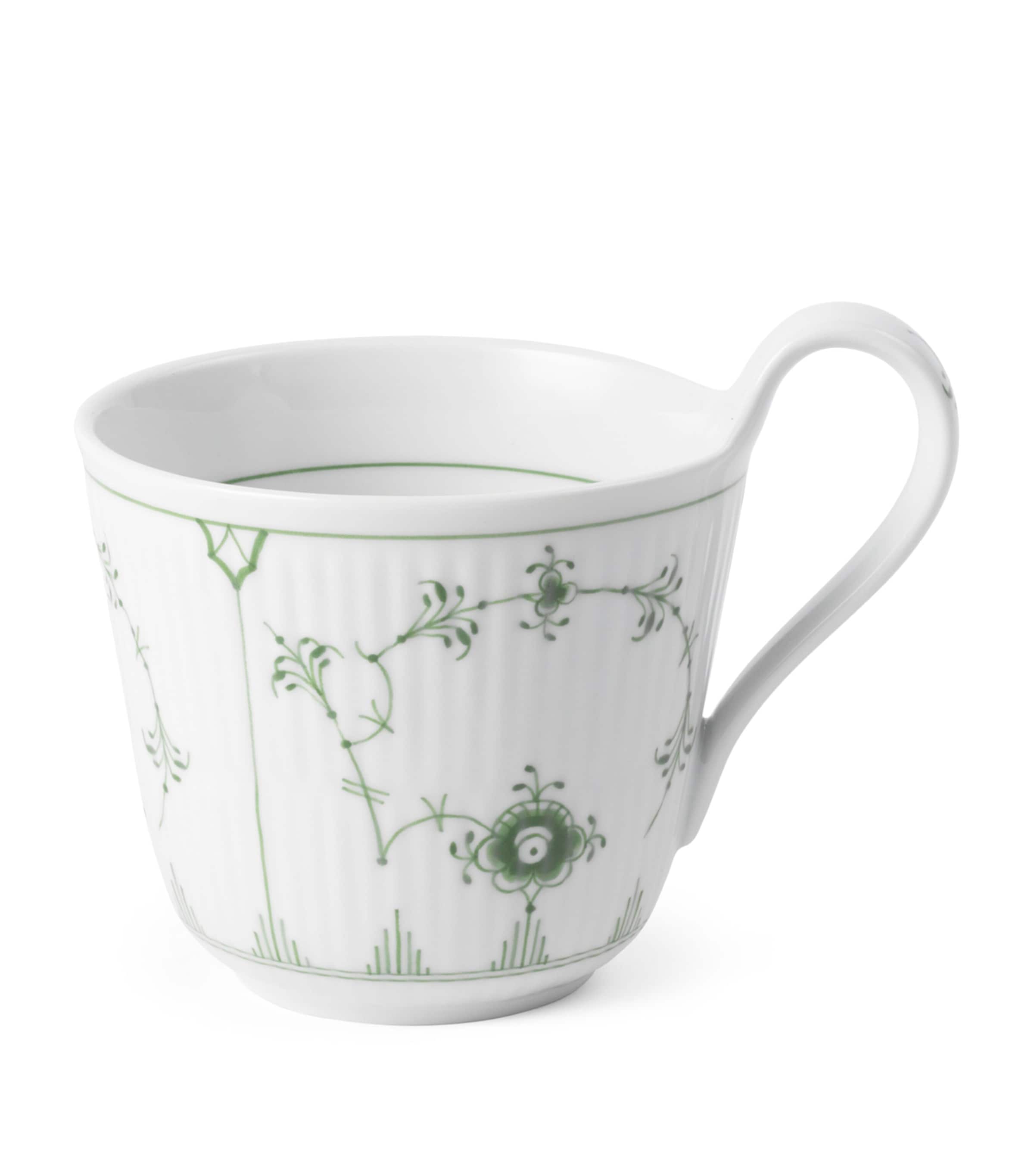 Porcelain Green Fluted Plain High-Handle Cup