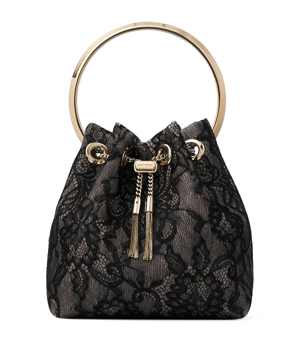 Jimmy Choo Lace Bon Bon Top-Handle Bag Black/light Gold
