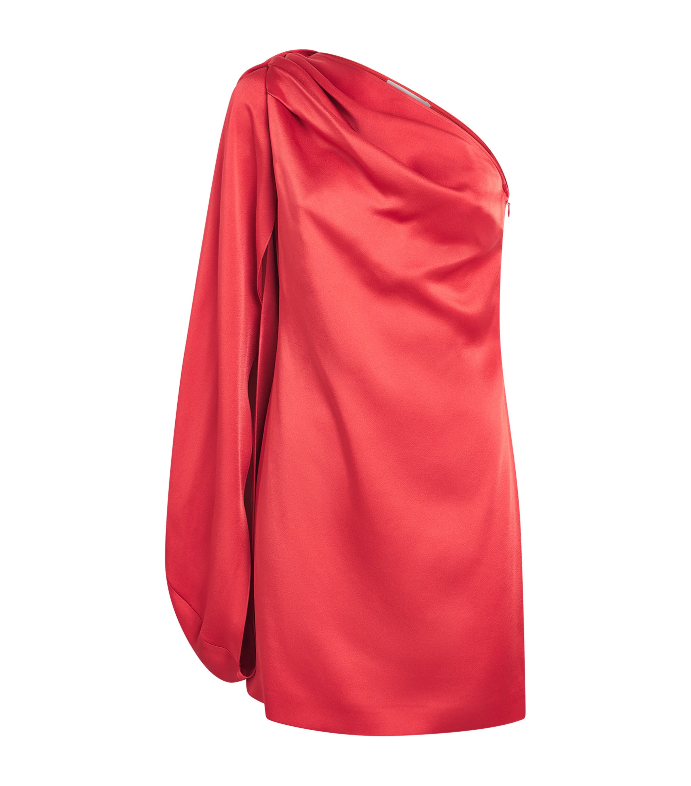Stella McCartney Womens Satin One-Shoulder Mini Dress Tomato