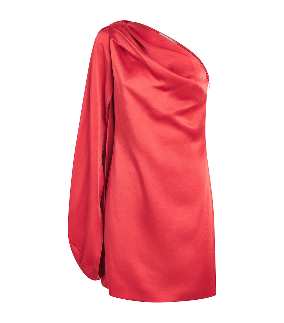 Stella McCartney Womens Satin One-Shoulder Mini Dress Tomato
