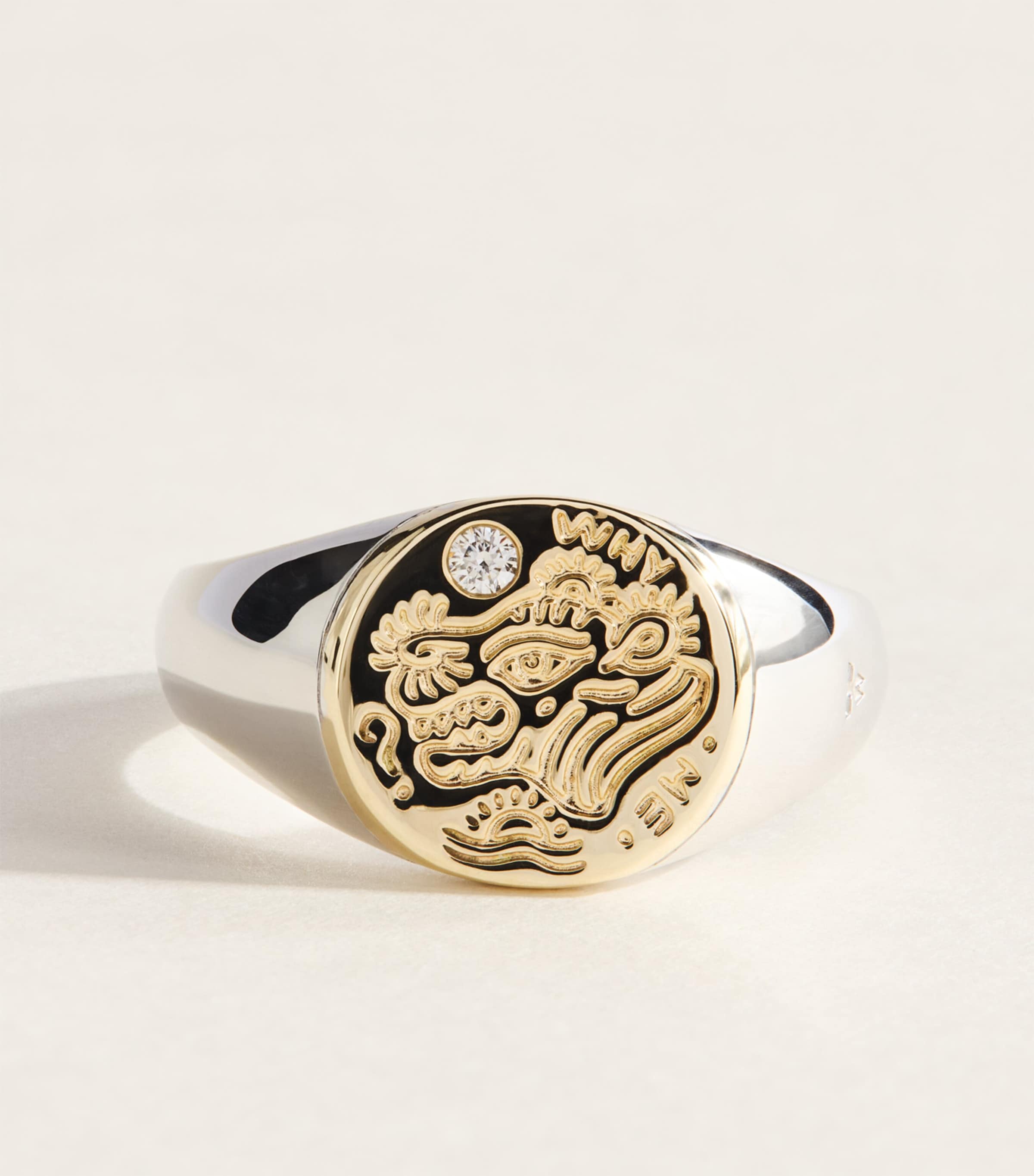 Tom Wood Sterling Silver, Yellow Gold and Diamond Why Me Ring Duo Gold &