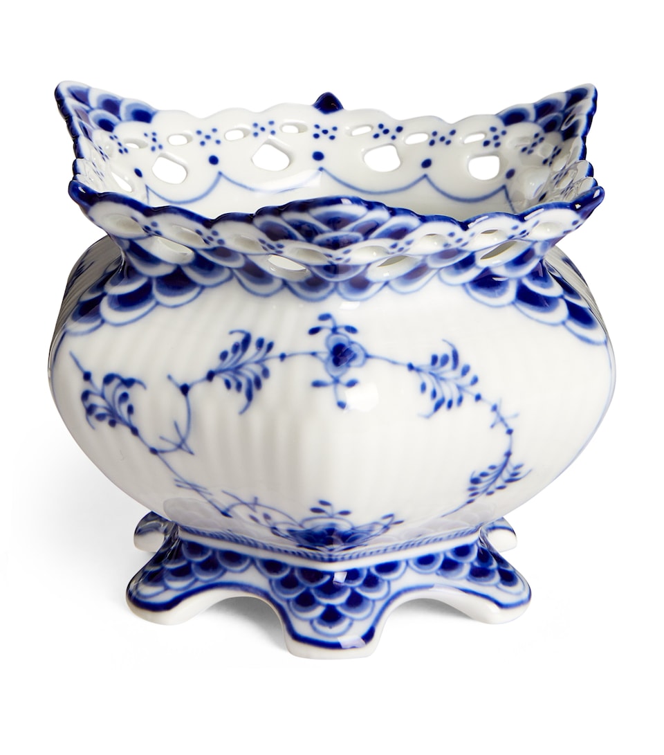 Blue Fluted Full Lace Sugar Bowl (9cm)