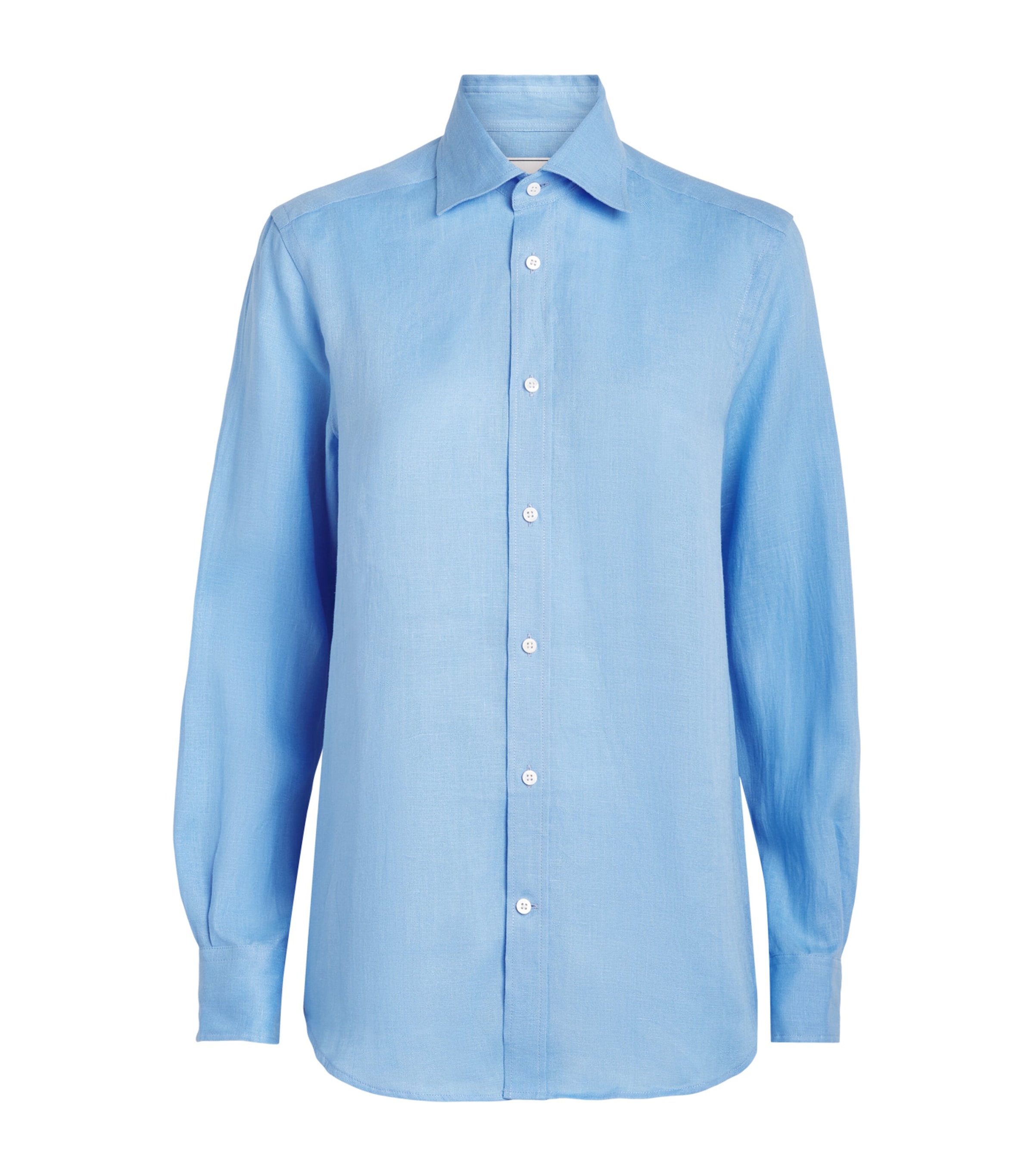 With Nothing Underneath Womens Linen The Boyfriend Shirt Cornflower Blue