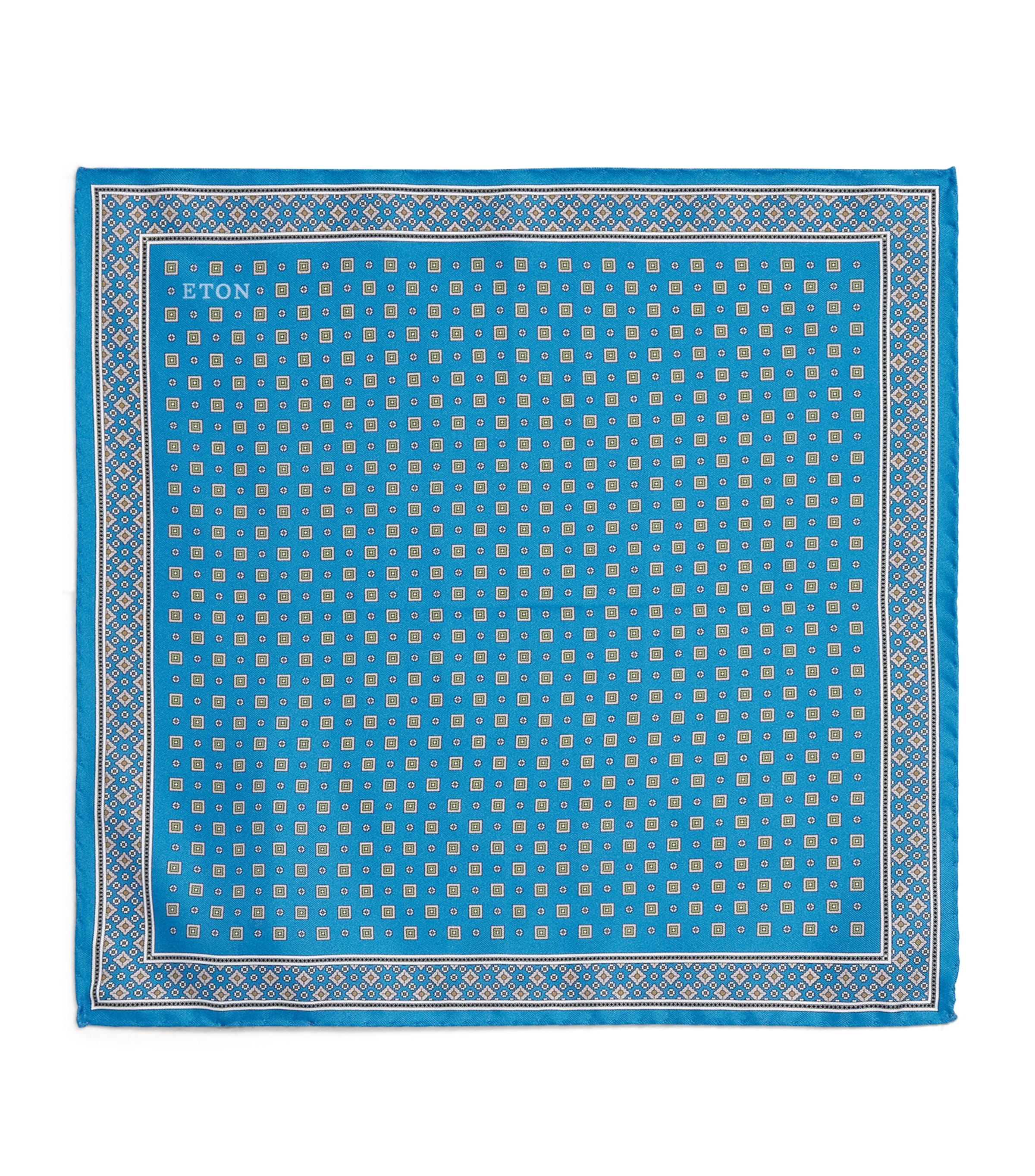 Eton Silk Floral Pocket Square Blue