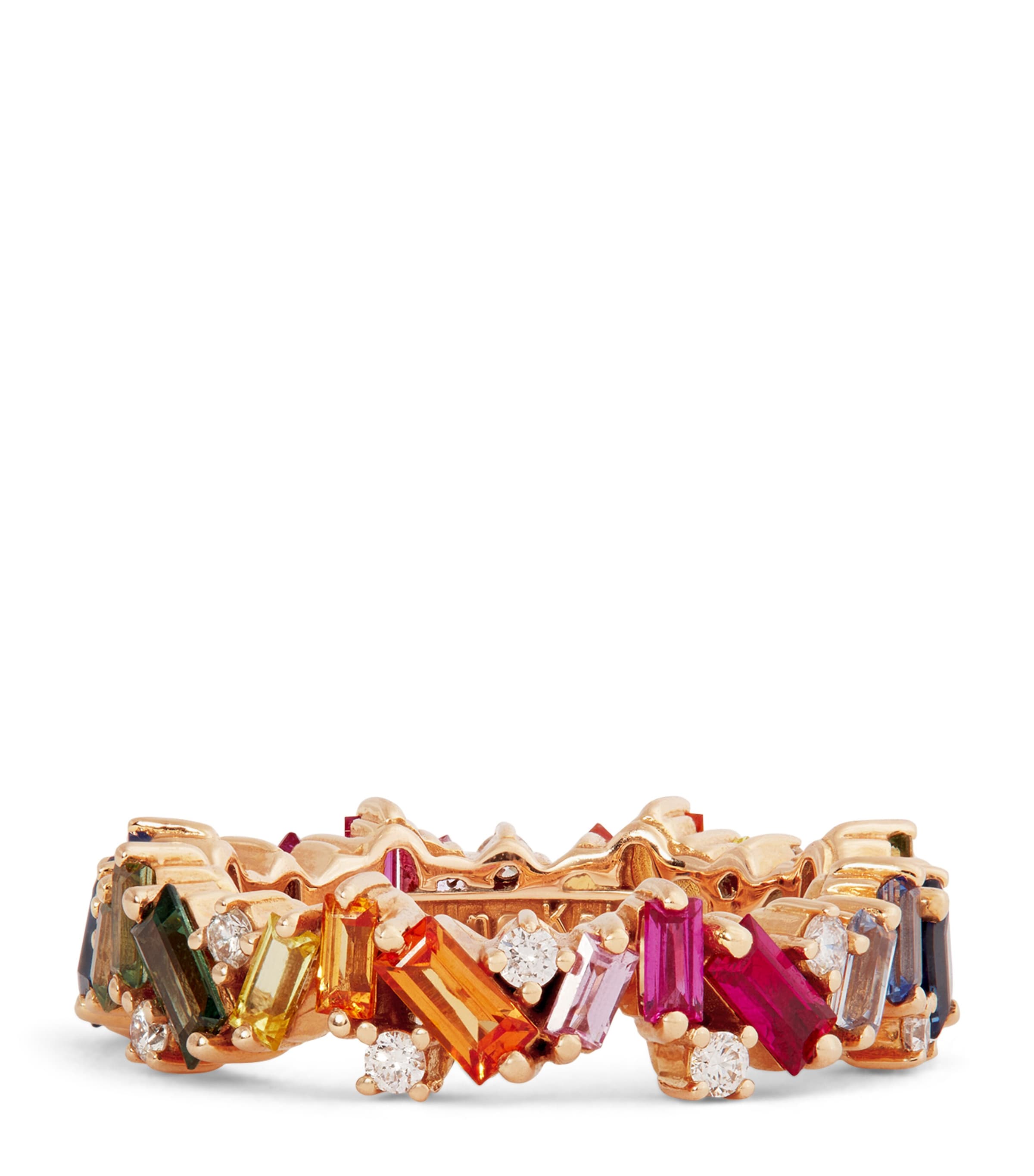Suzanne Kalan Rose Gold, Diamond and Rainbow Sapphire Frenzy Eternity Ring Rg/rs