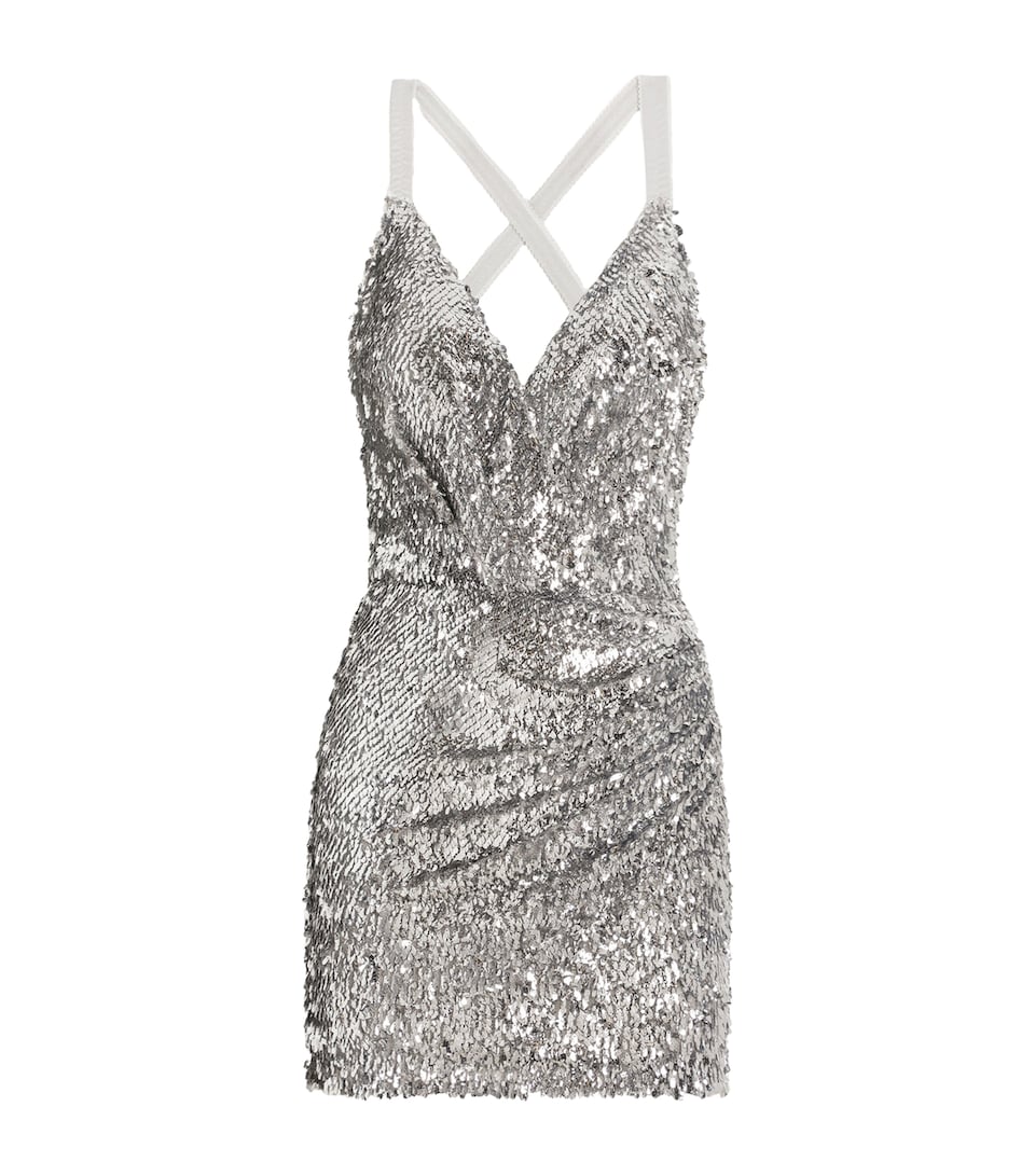 Cotton-Blend Sequin Mini Dress