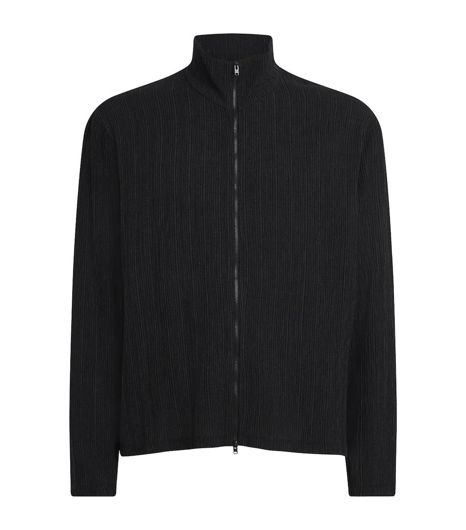 Our Legacy Mens Shrunken Full-Zip Cardigan Obsidian Wool Ridge