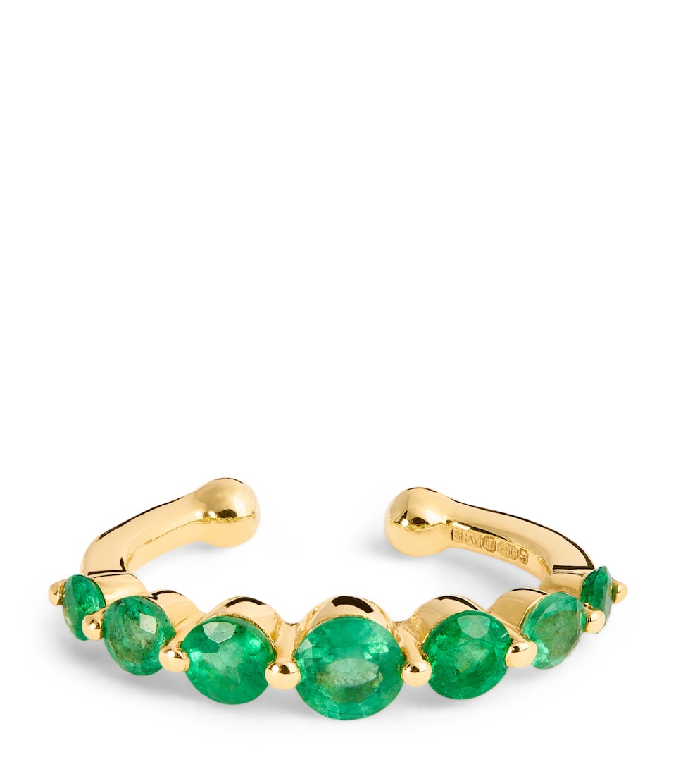 Yellow Gold and Emerald Ear Cuff