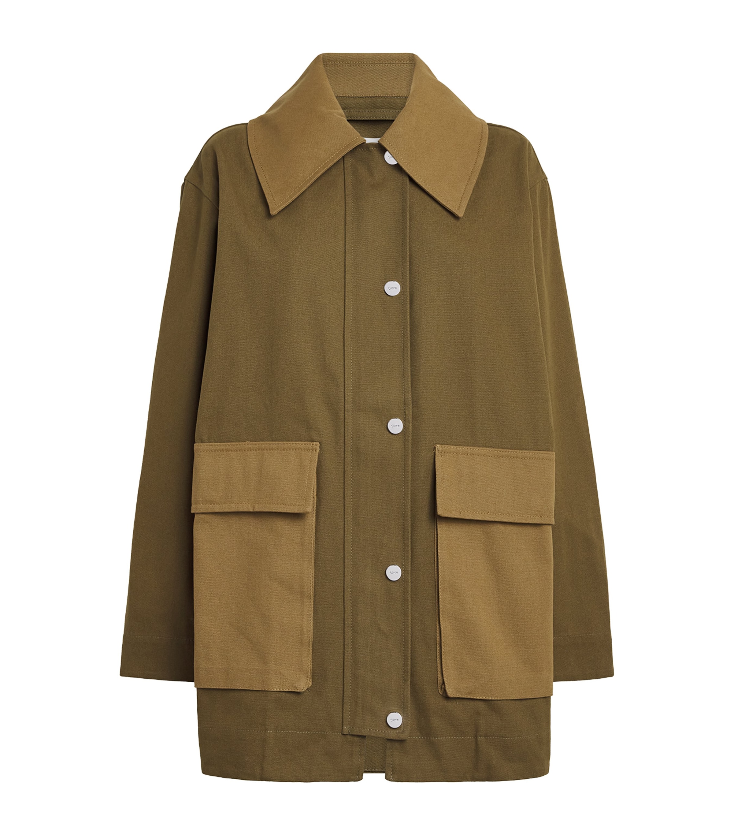 GANNI Womens Cotton Canvas Workwear Jacket Military Olive