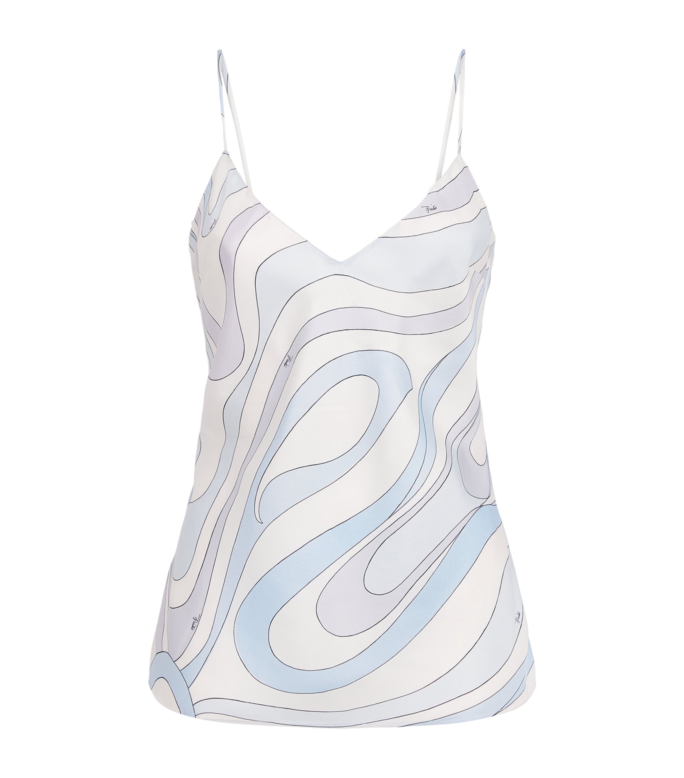 PUCCI Womens Silk Printed Cami Top Light Blue