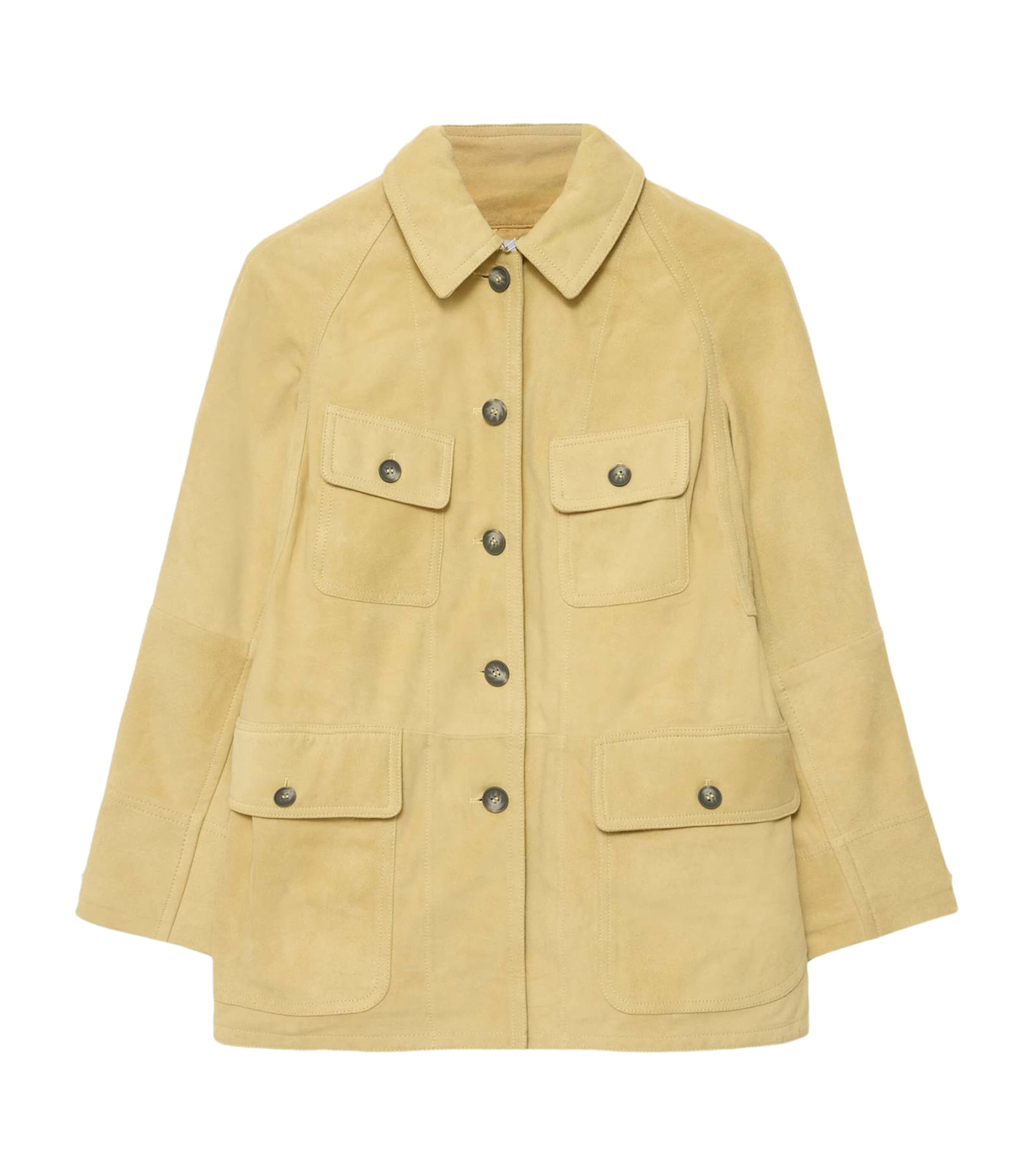 AllSaints Womens Suede Roiya Hunting Jacket Butter Yellow