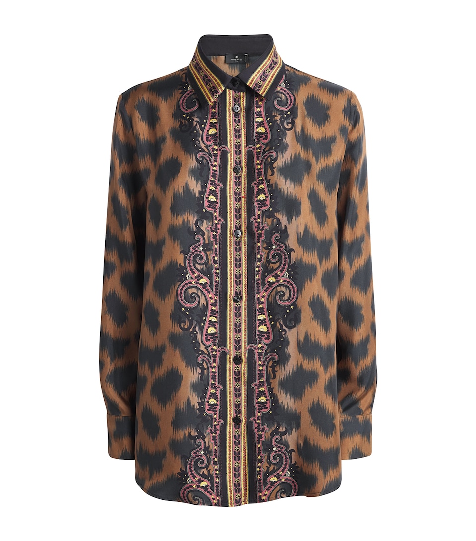 Silk Animal Paisley-Detail Shirt