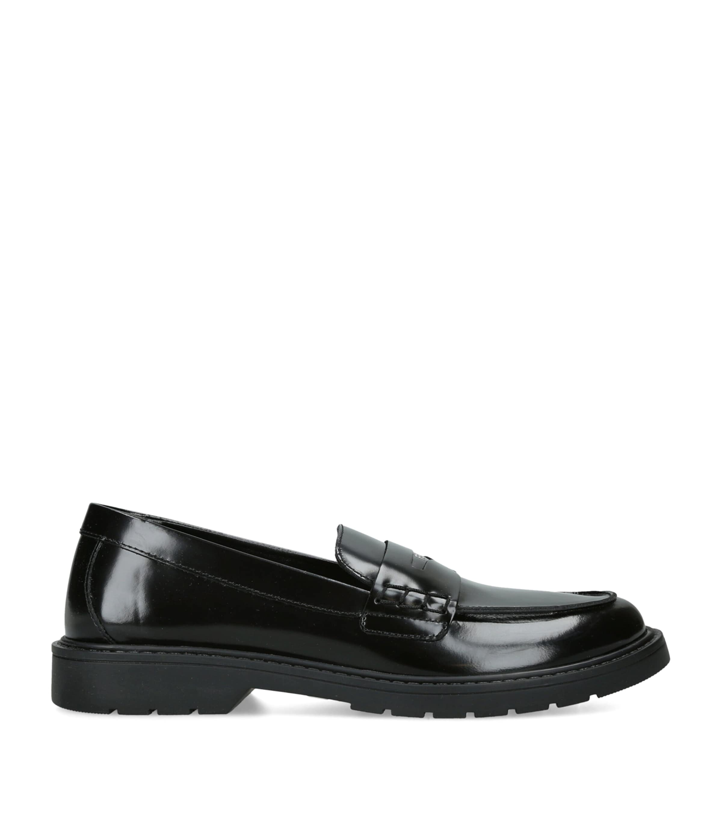 Fendi Kids Leather Logo Loafers Black