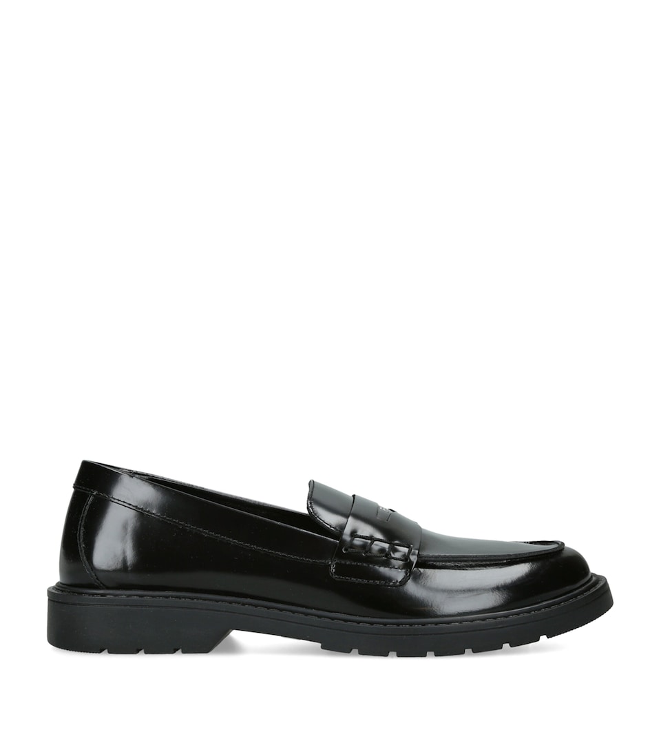 Fendi Kids Leather Logo Loafers Black