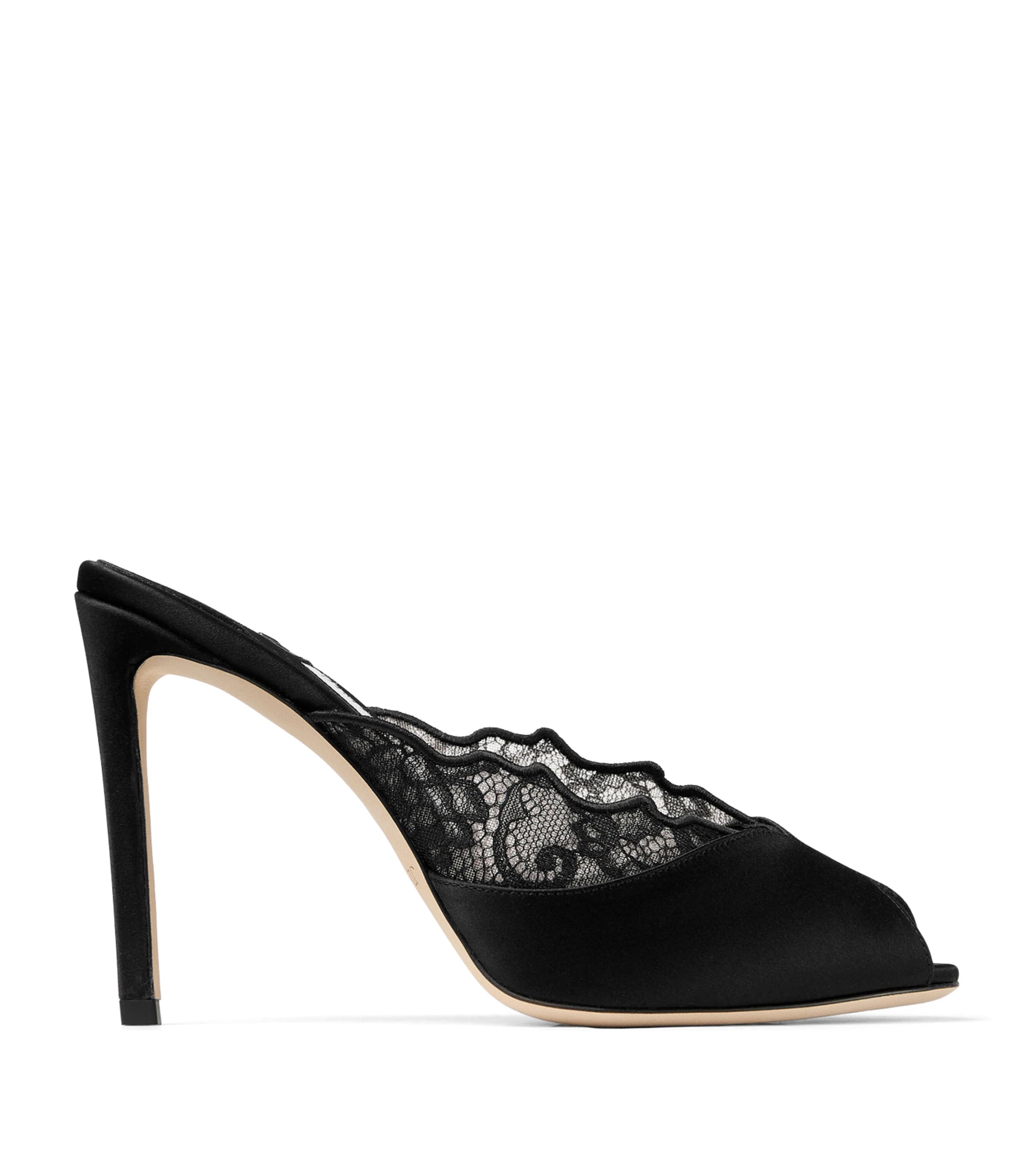 Jimmy Choo Brigitte 100 Lace Mules Black/black