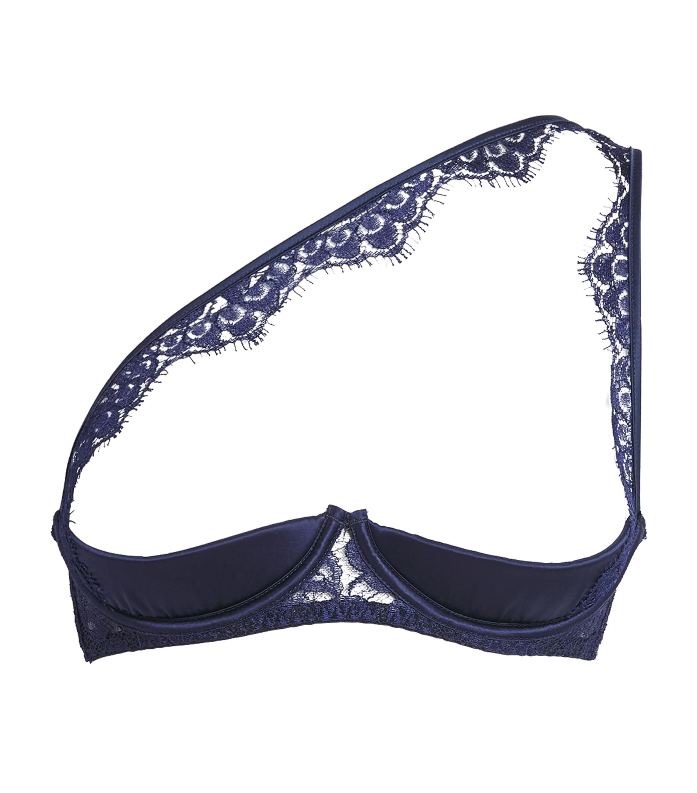 Coco De Mer Womens Lace Tamara Quarter-Cup Bra Sapphire