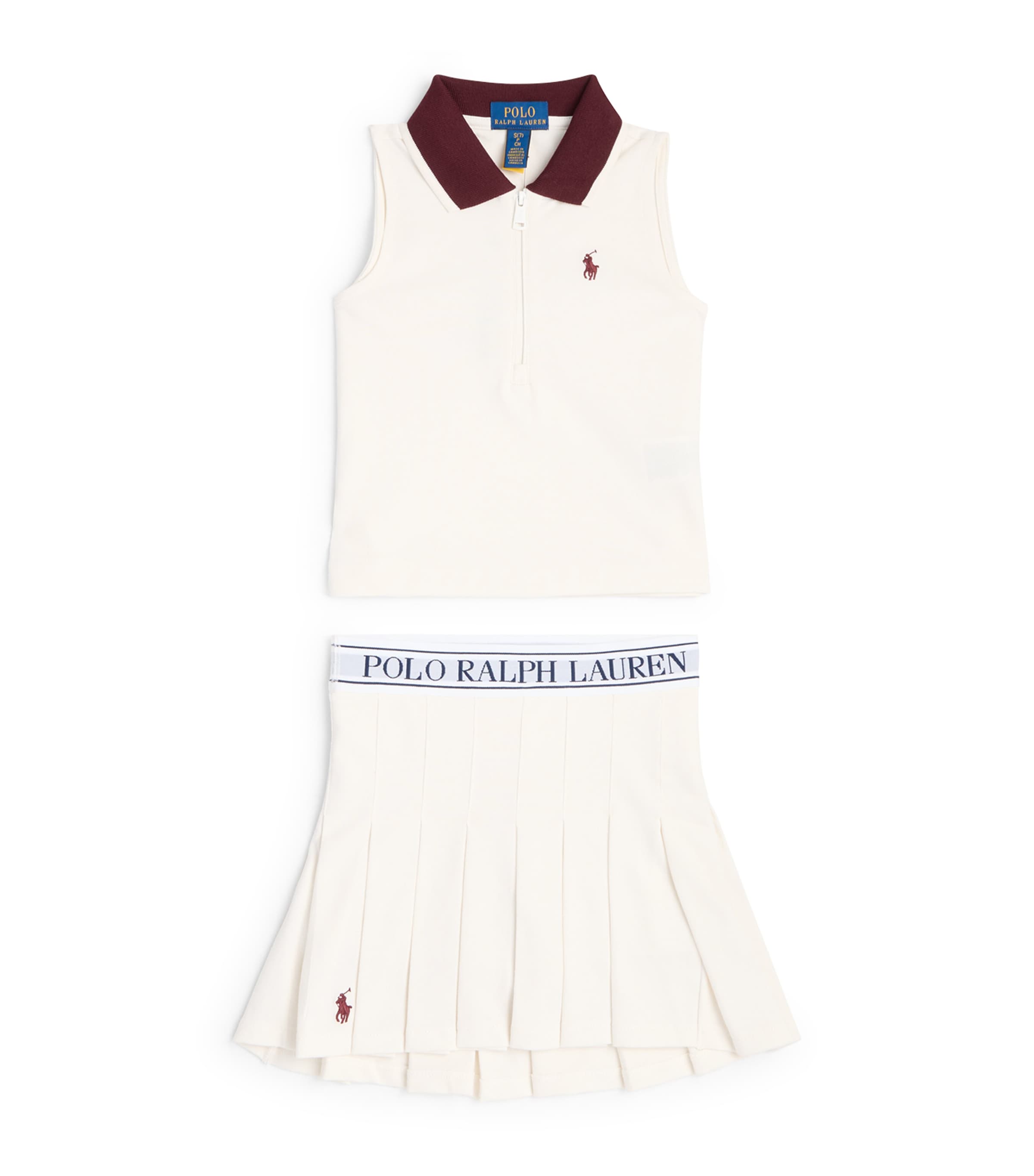 Ralph Lauren Kids Stretch Mesh Polo Shirt and Skort Set (7-14 Years) Deckwash White
