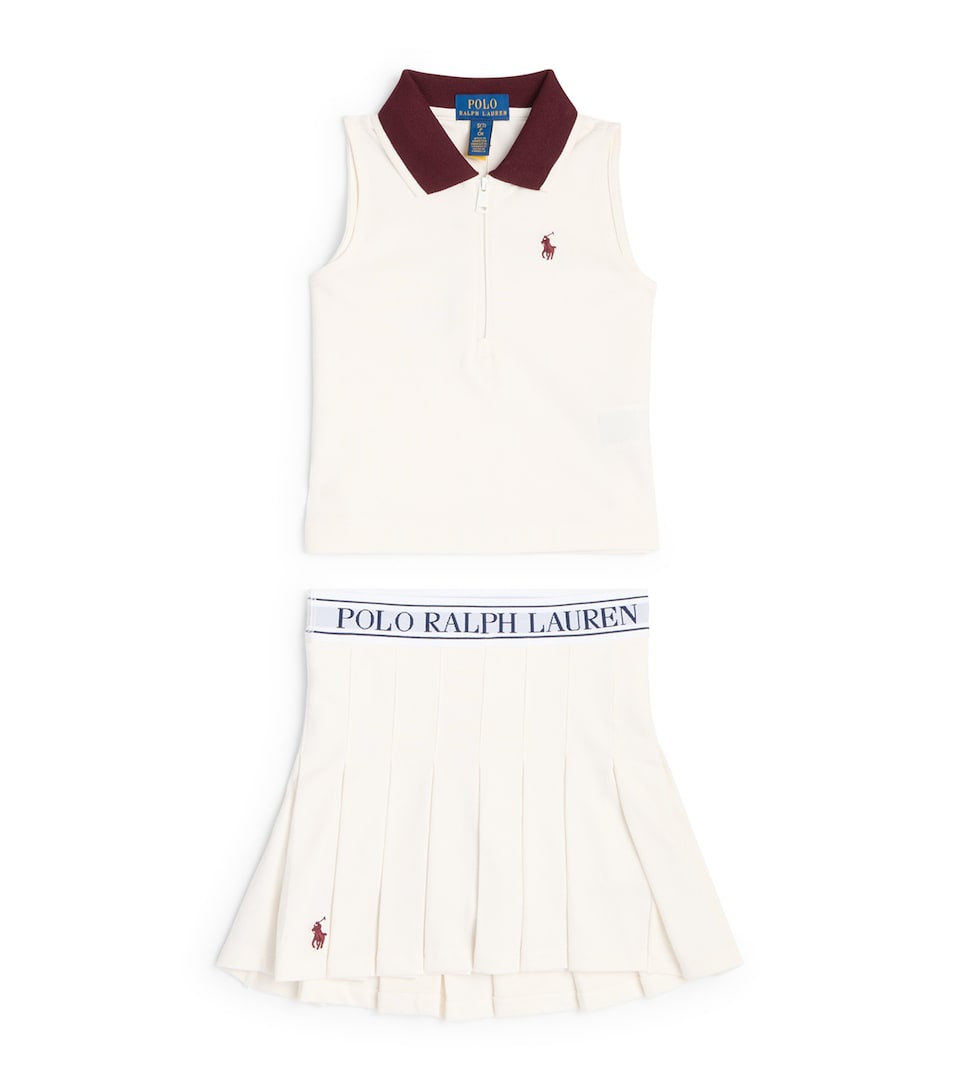 Ralph Lauren Kids Stretch Mesh Polo Shirt and Skort Set (7-14 Years) Deckwash White