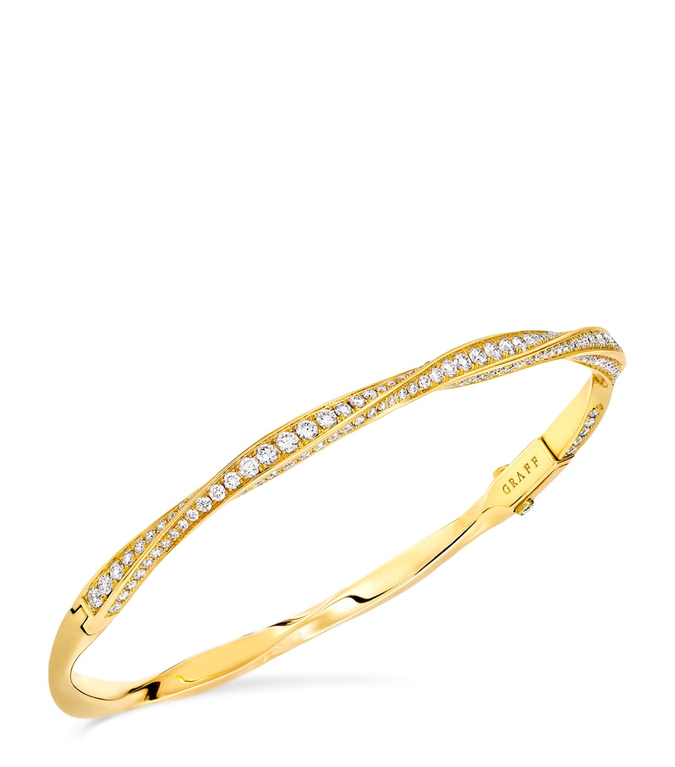 Yellow Gold and Diamond Spiral Bangle