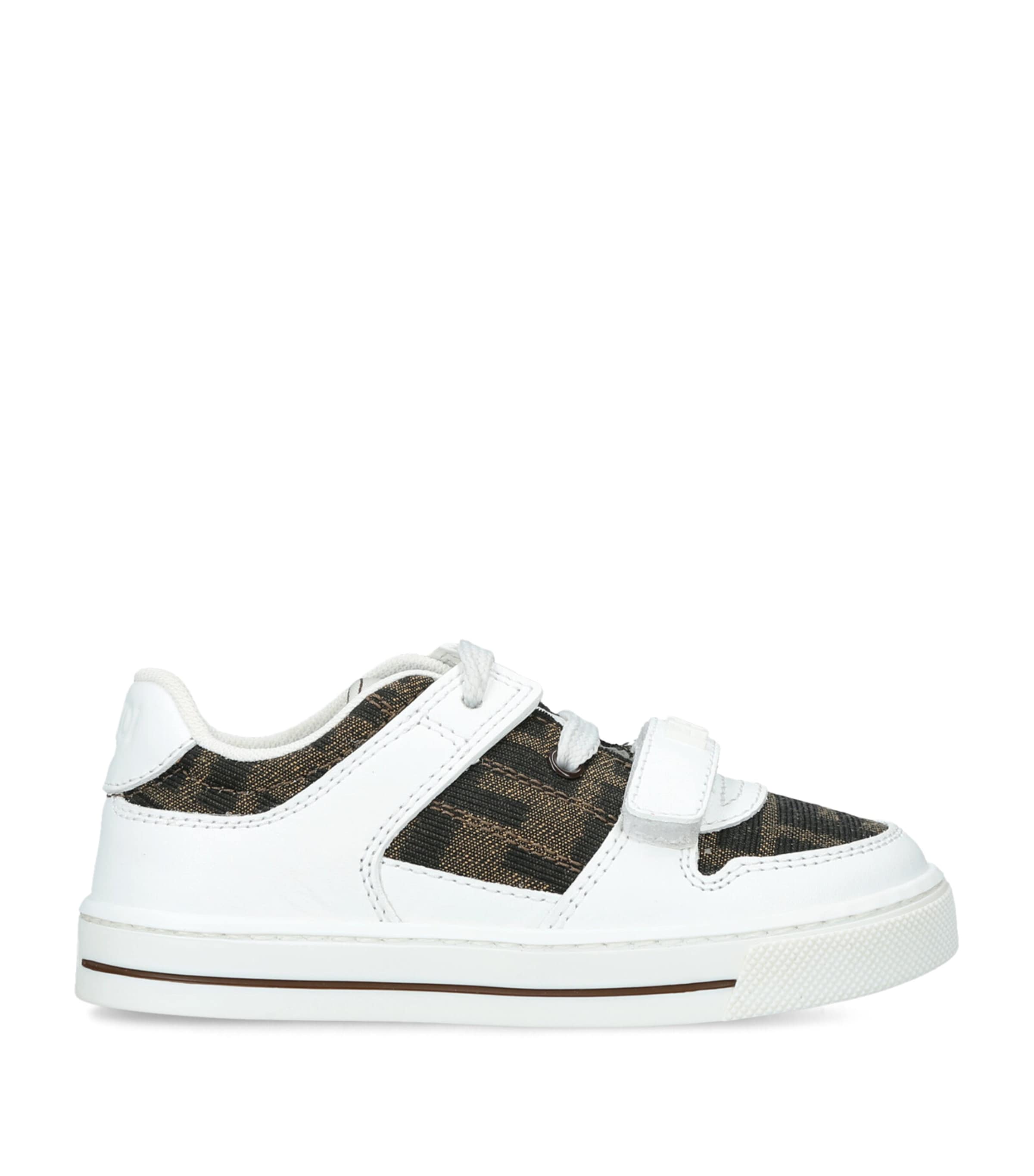 Fendi Kids Leather Logo Sneakers White/comb