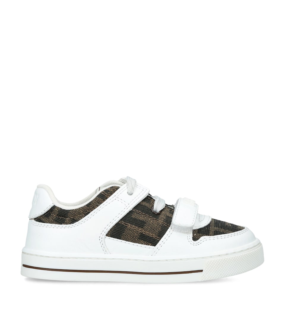 Fendi Kids Leather Logo Sneakers White/comb