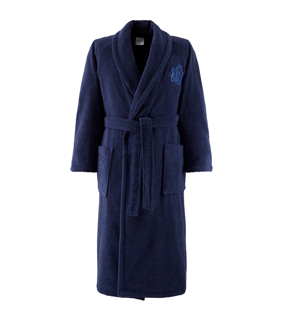 Yves Delorme Embroidered Apollon Bath Robe Marine