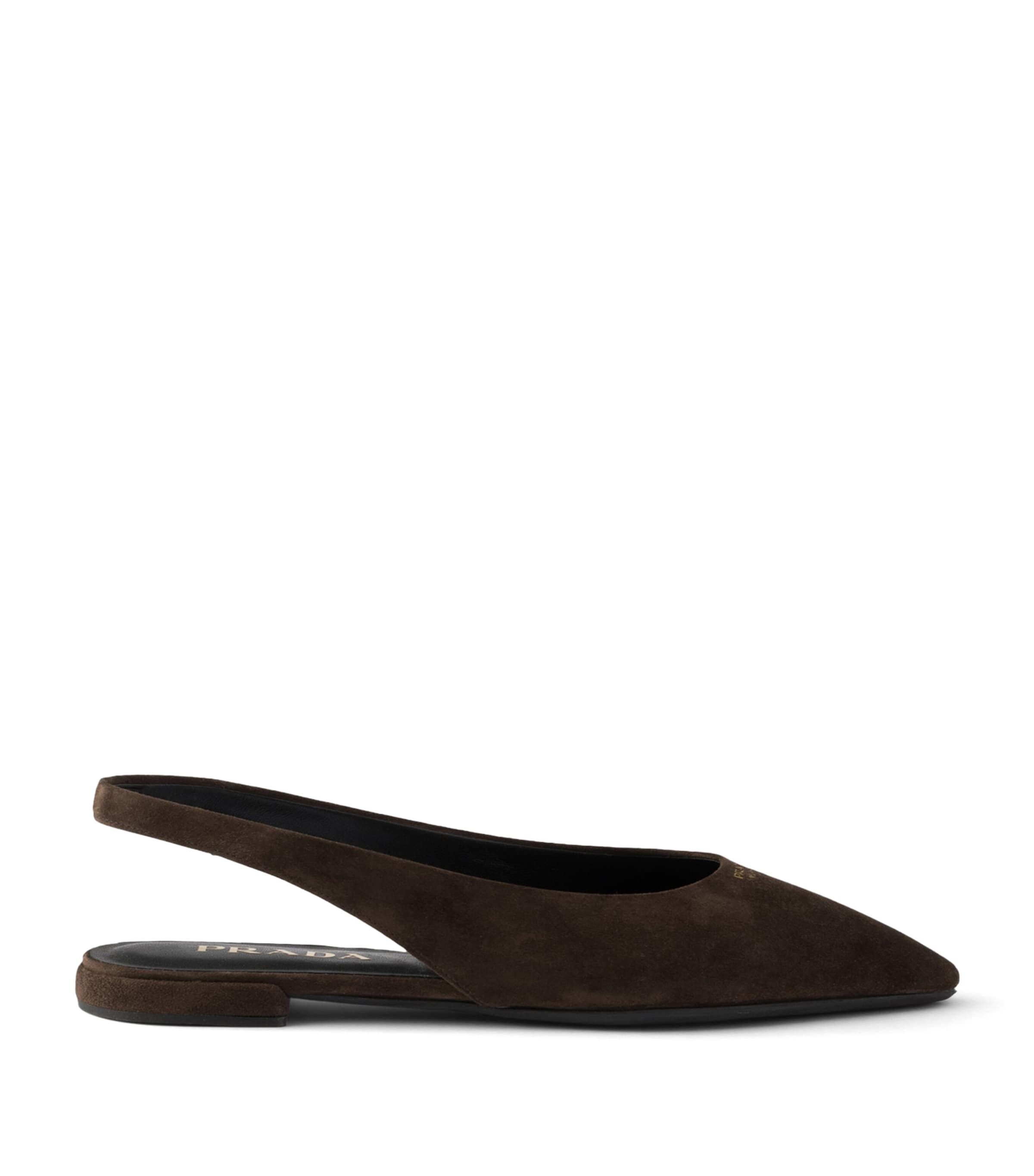 Prada Suede Slingback Flats Brown