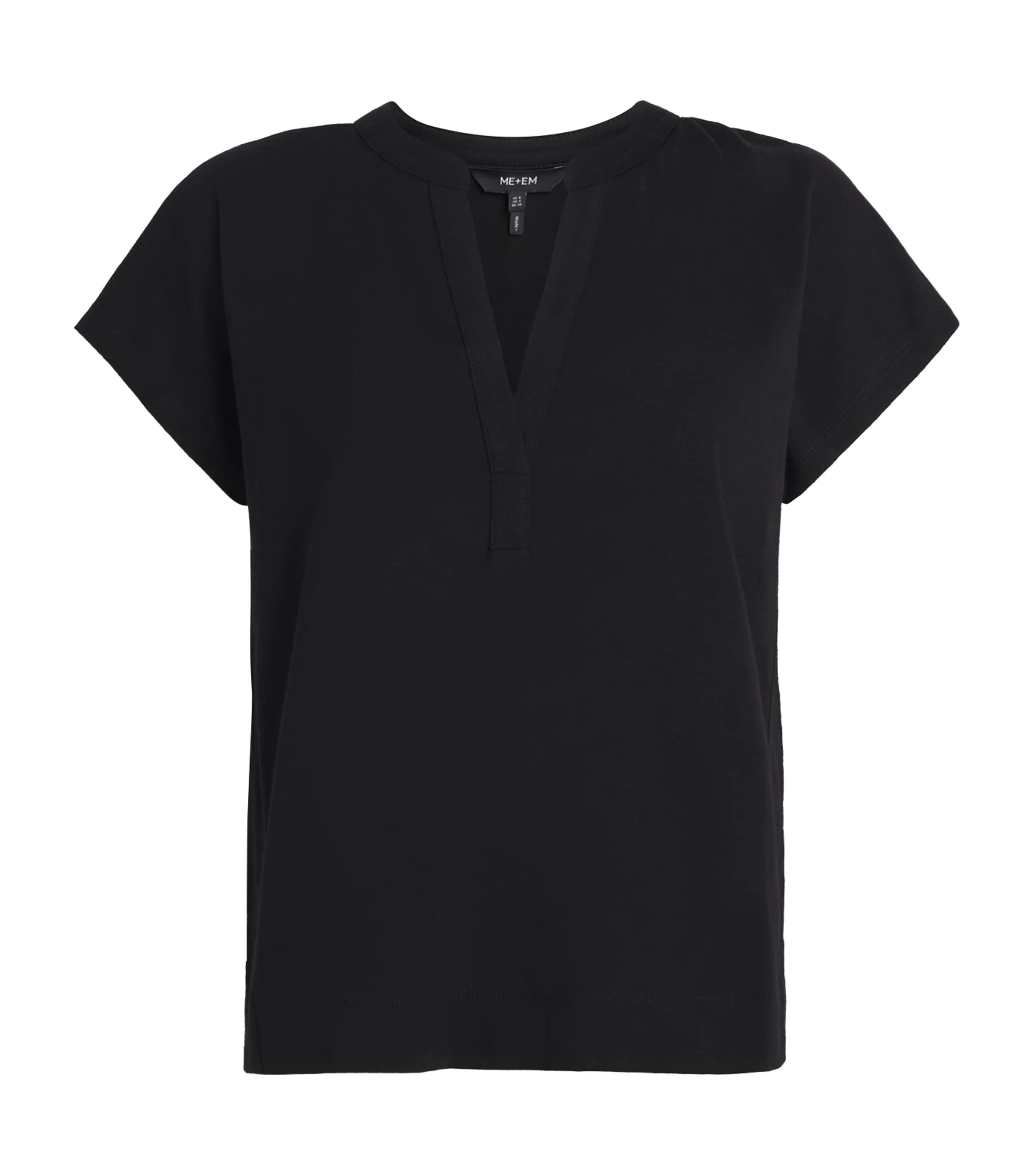 ME+EM Womens Organic Cotton V-Neck Top Black