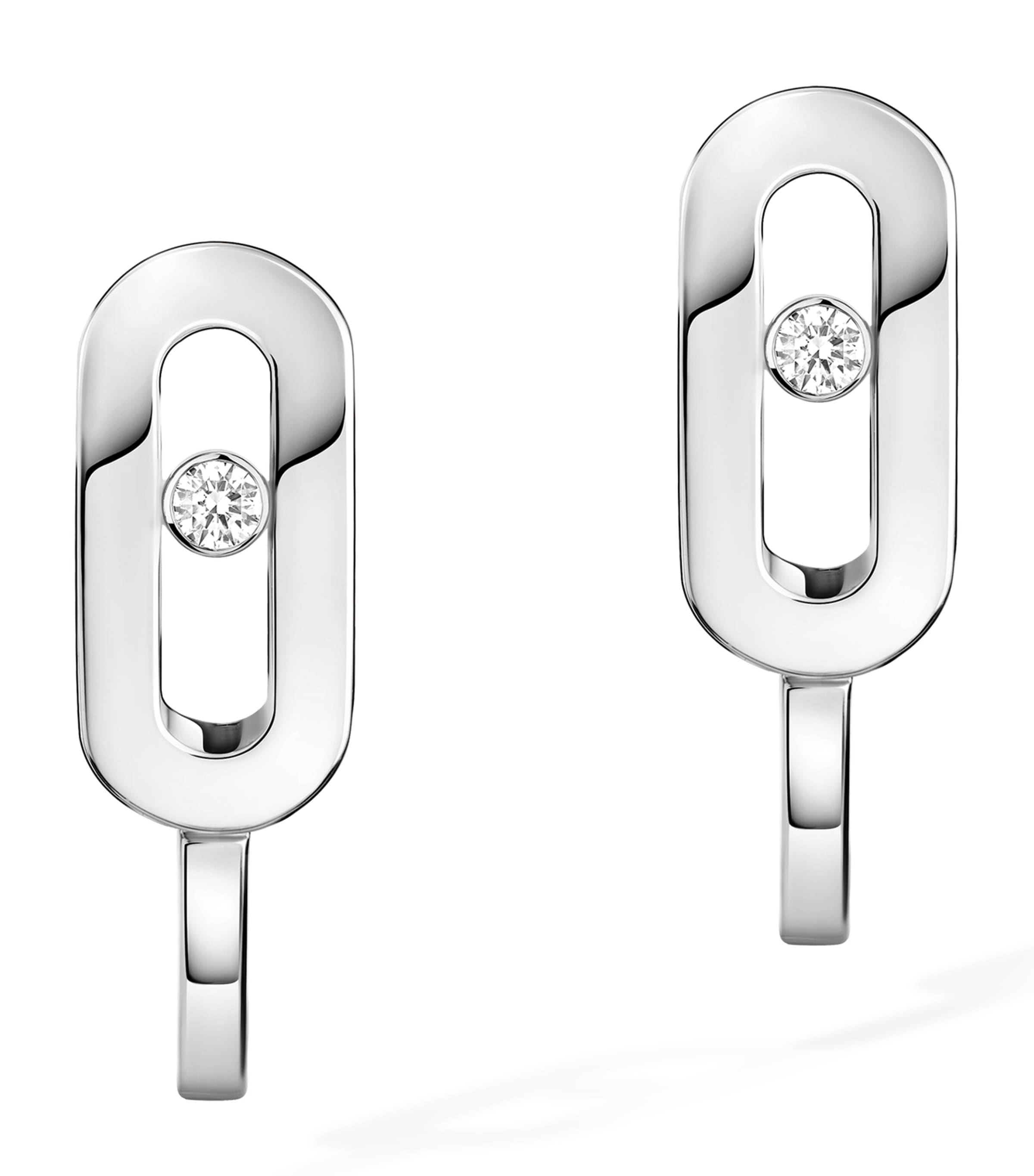 Move Uno White Gold and Diamond Mini Hoop Earrings (0.01ct)