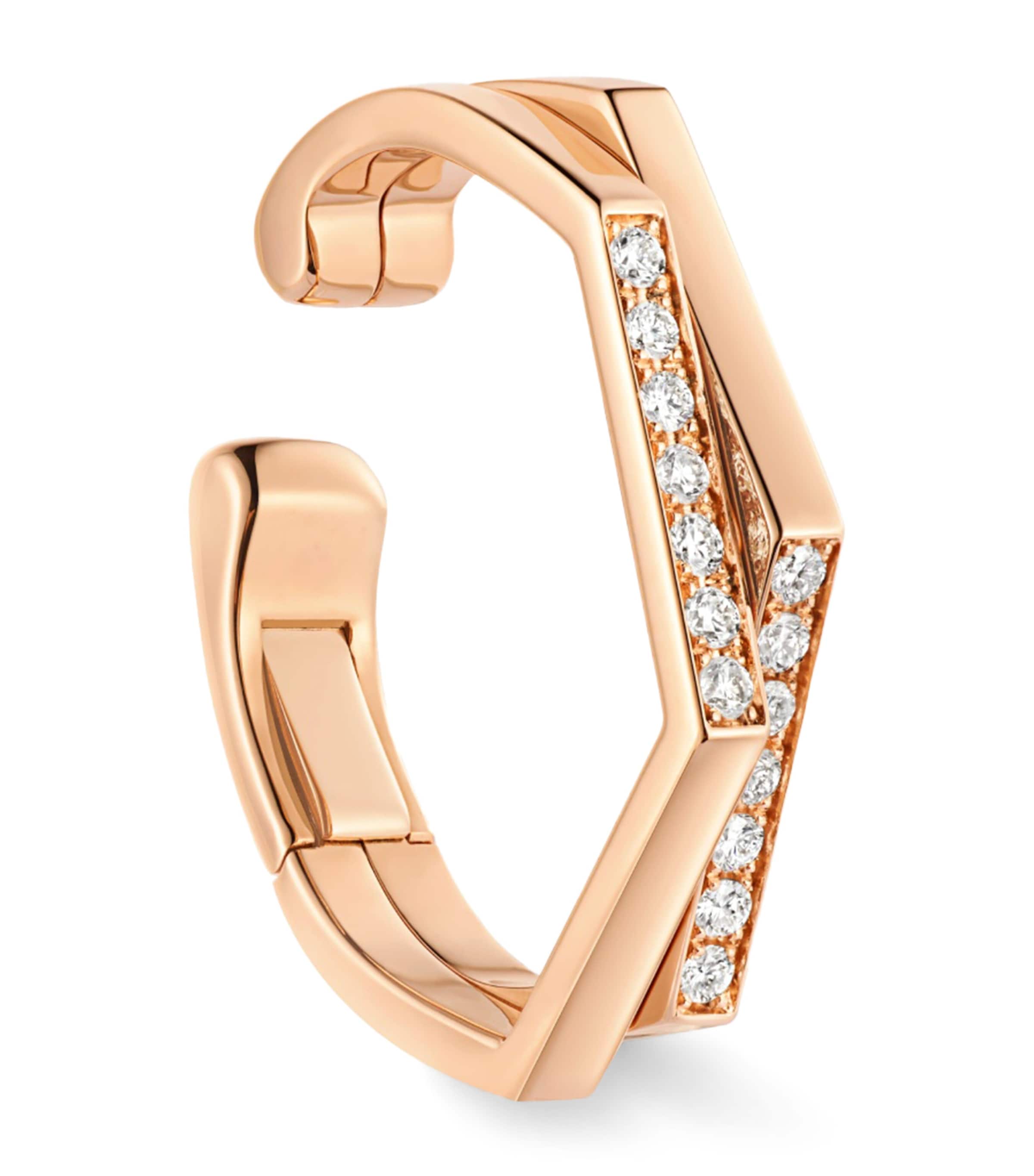 Repossi Rose Gold and Diamond Antifer 2-Row Ear Cuff Pink Gold