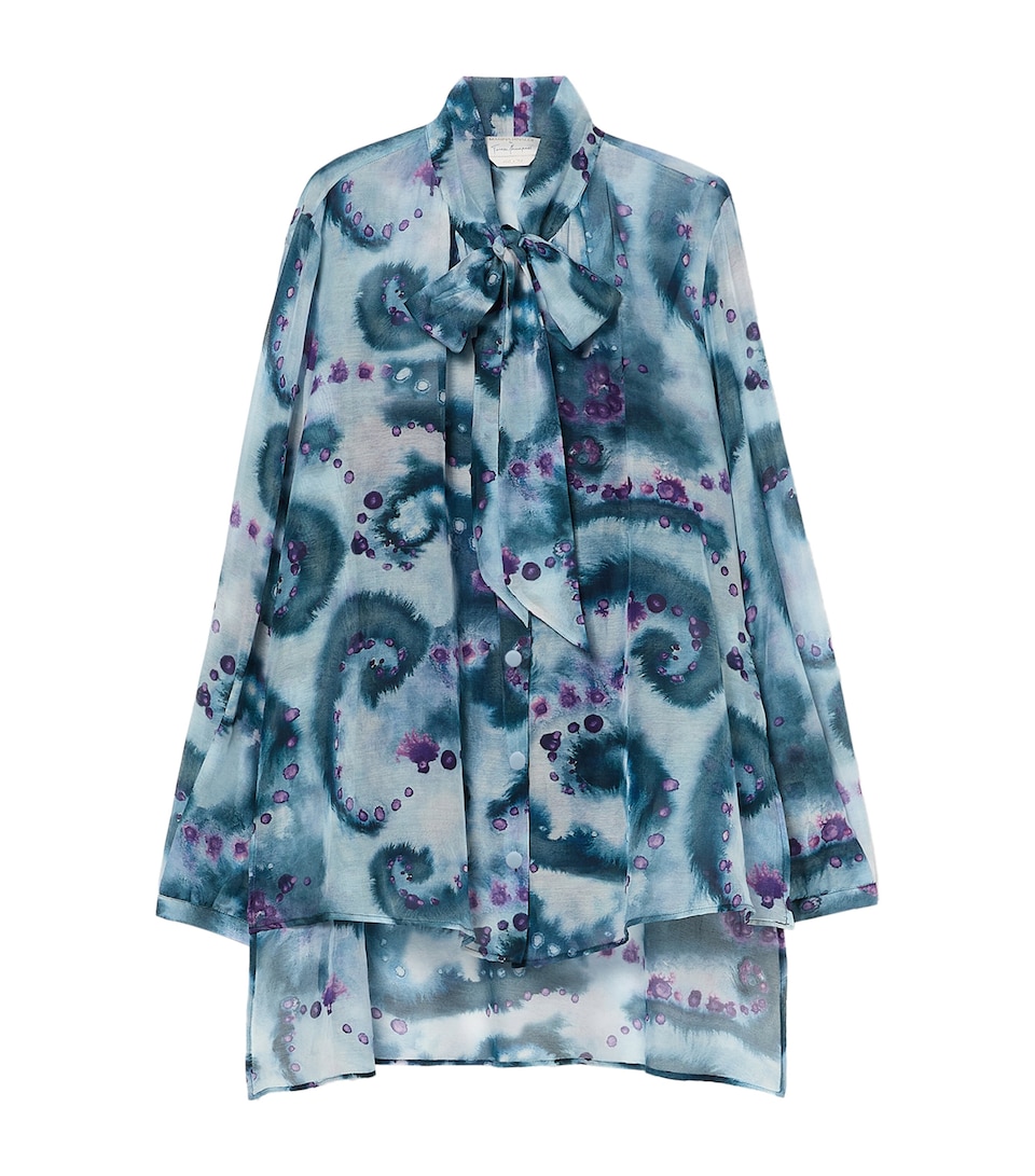Marina Rinaldi Womens Cotton-Silk Printed Blouse Midnightblue