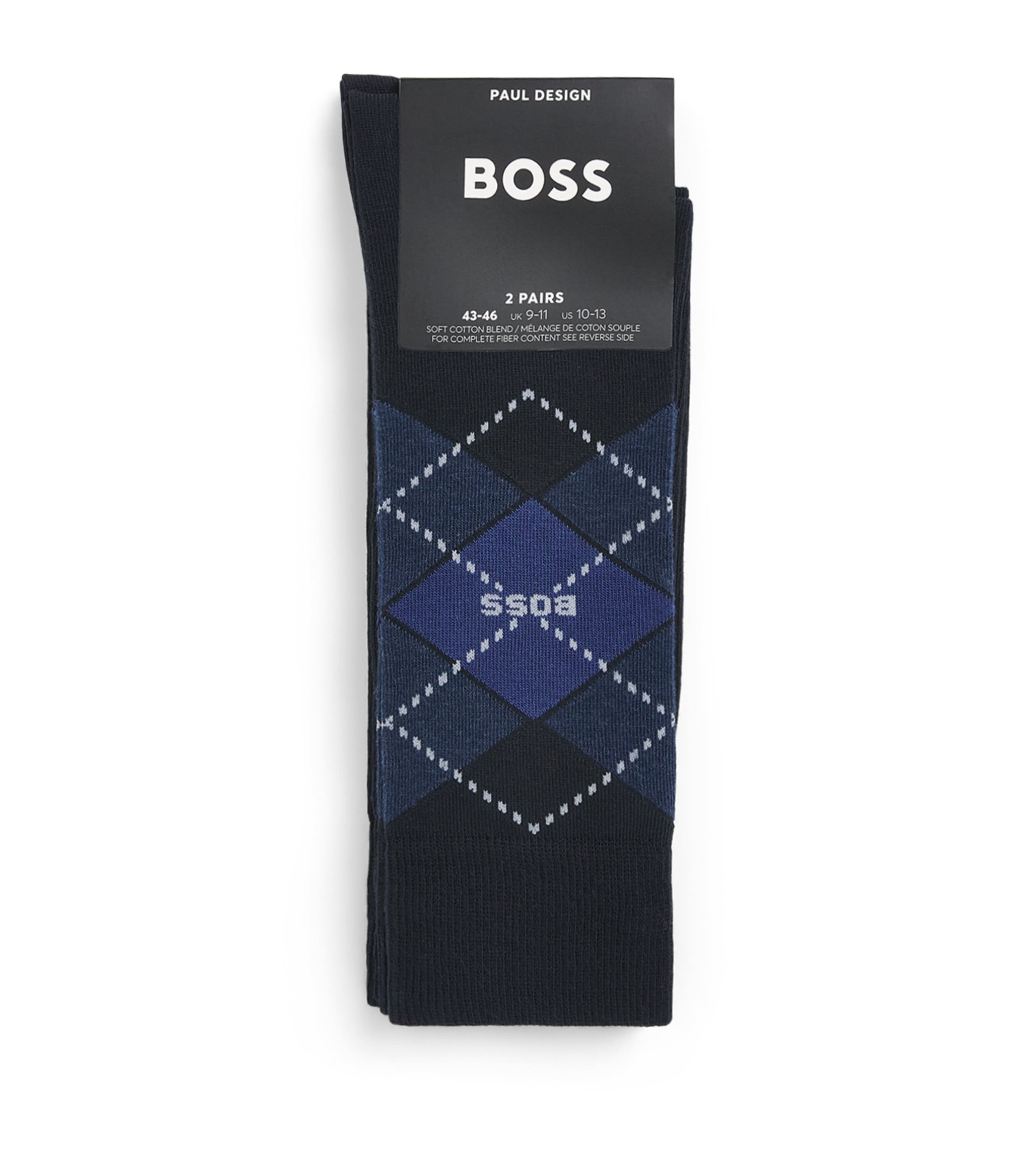 BOSS Mens Argyle Socks (Pack of 2) Dark Blue