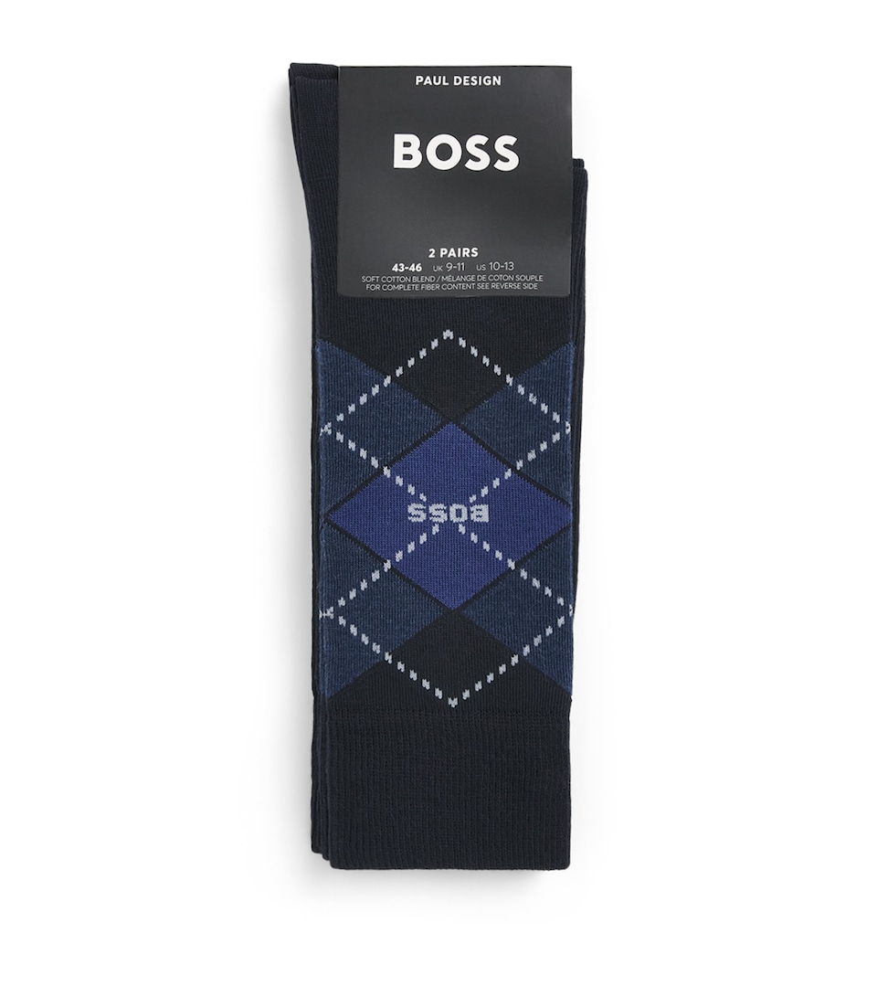 BOSS Mens Argyle Socks (Pack of 2) Dark Blue