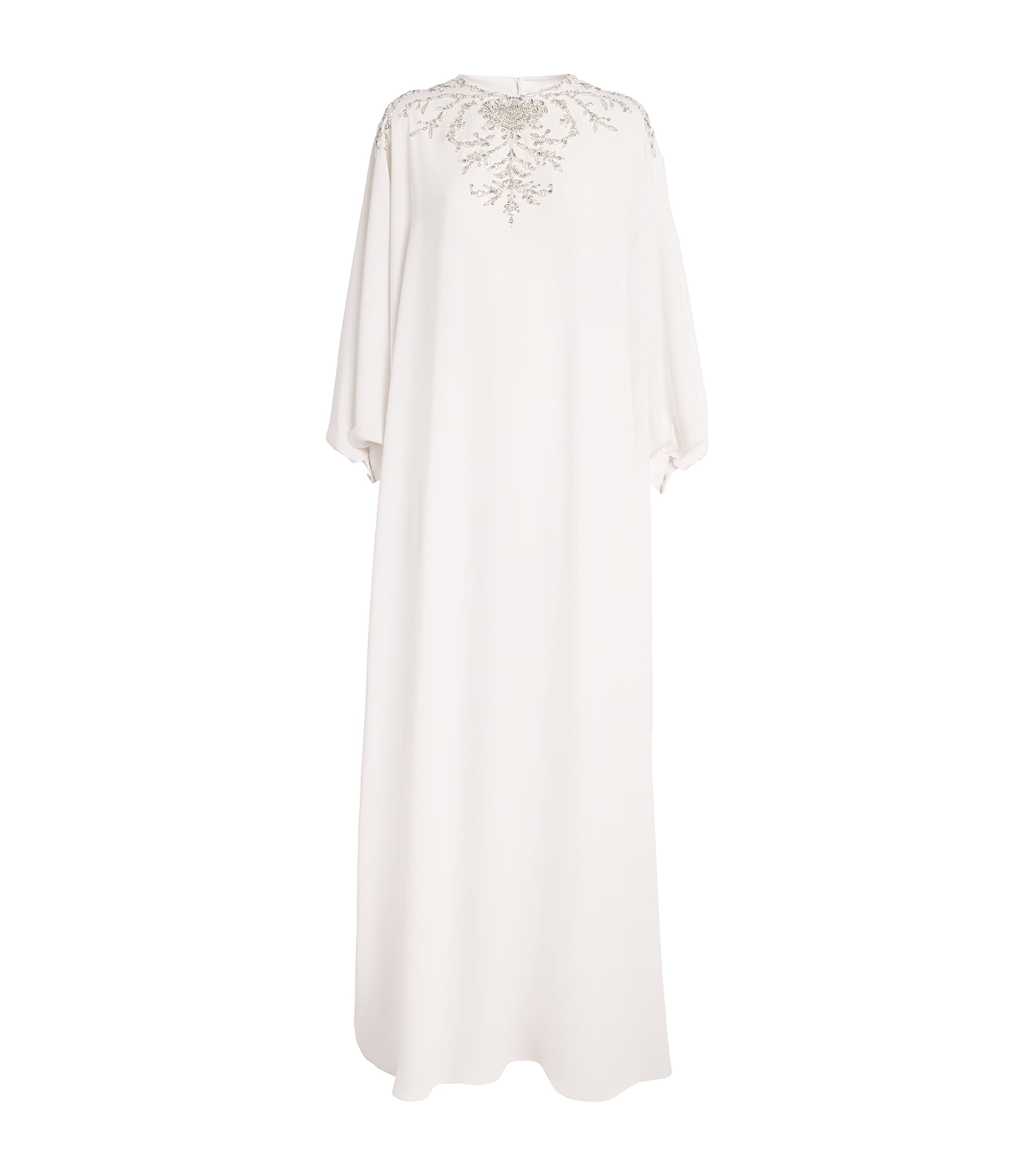 Pearl-Embellished Kaftan Maxi Dress