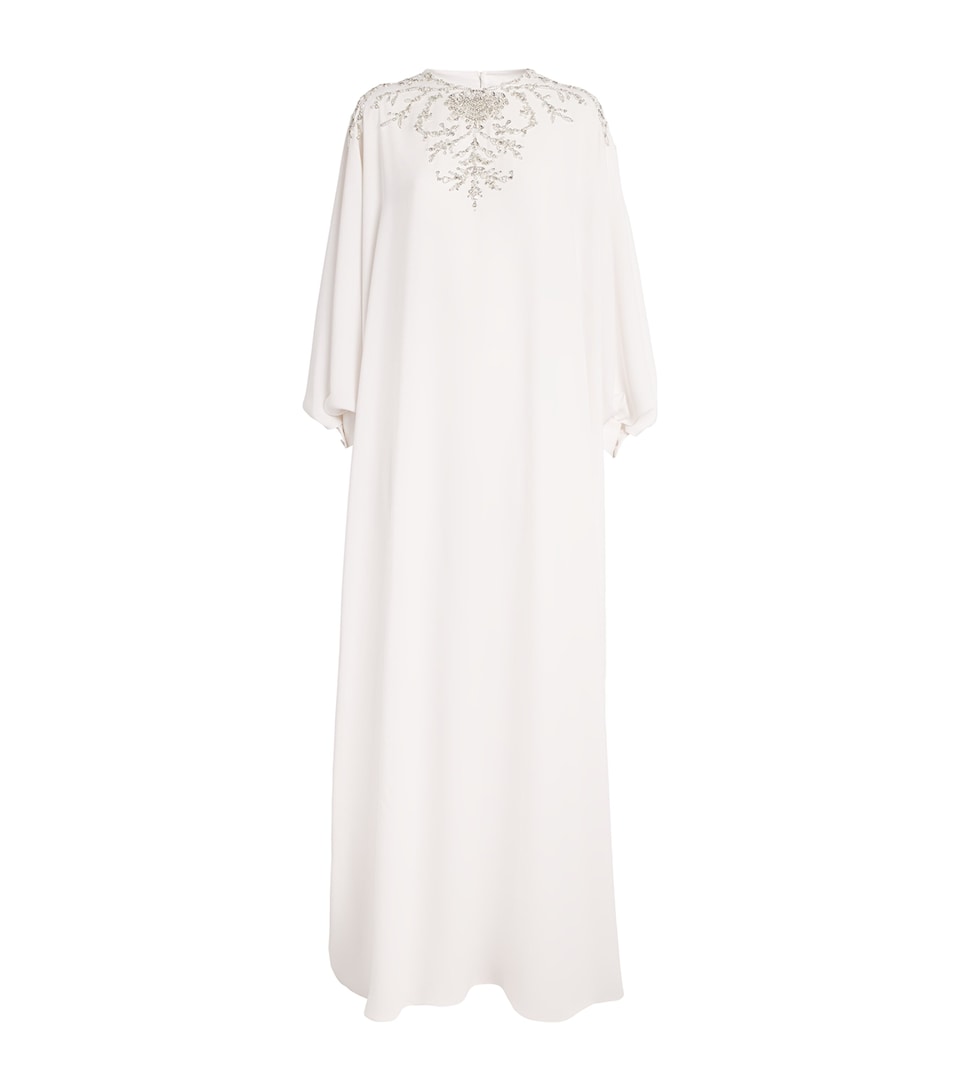Pearl-Embellished Kaftan Maxi Dress