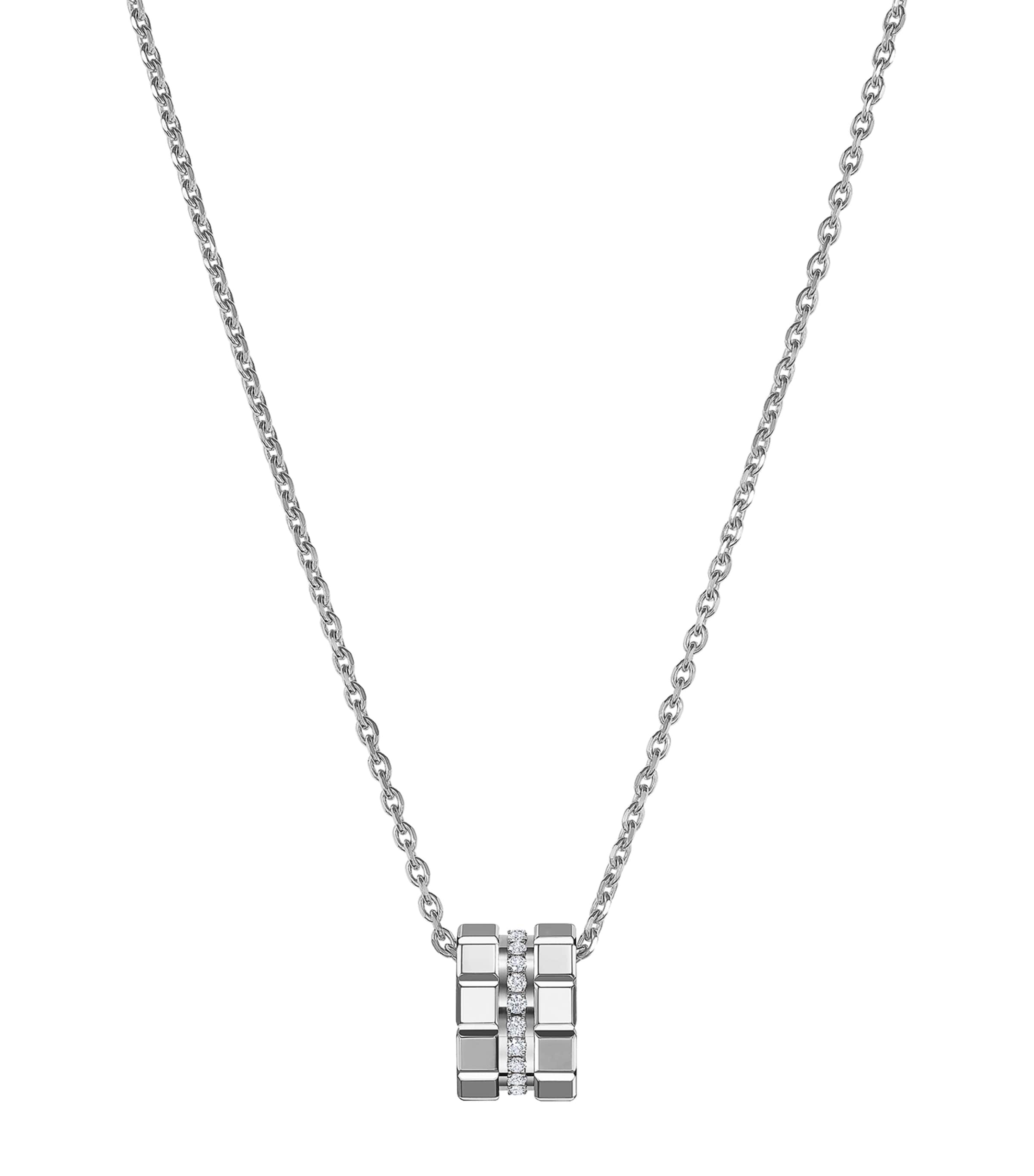 White Gold and Diamond Ice Cube Necklace