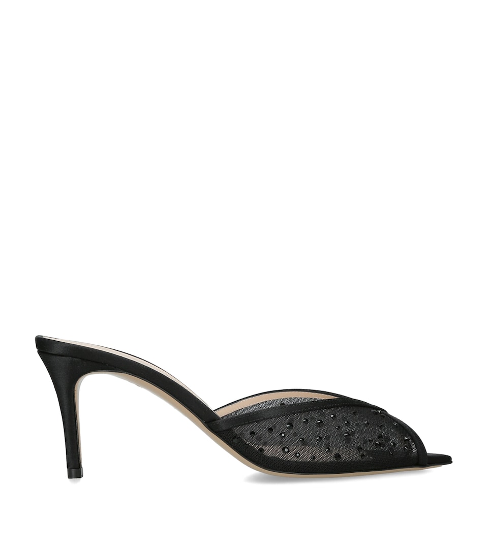 Andrea Wazen Mesh Katy Glitz Mules 75 Black