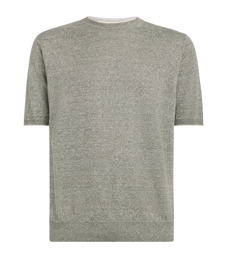 Fioroni Cashmere Mens Linen-Cotton T-Shirt Verde