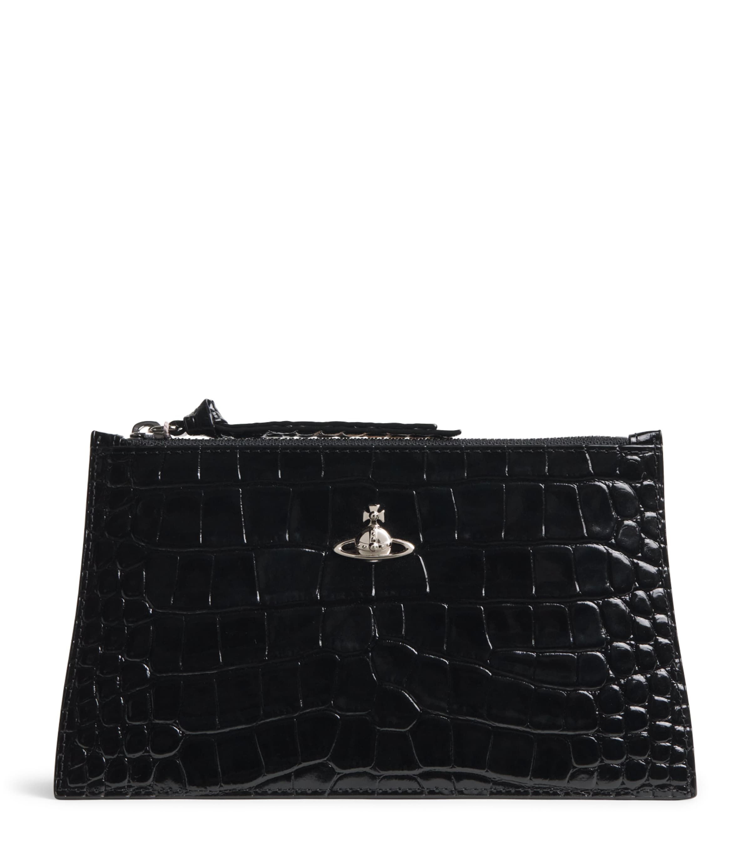 Vivienne Westwood Small Croc-Embossed Leather Clutch Bag Black