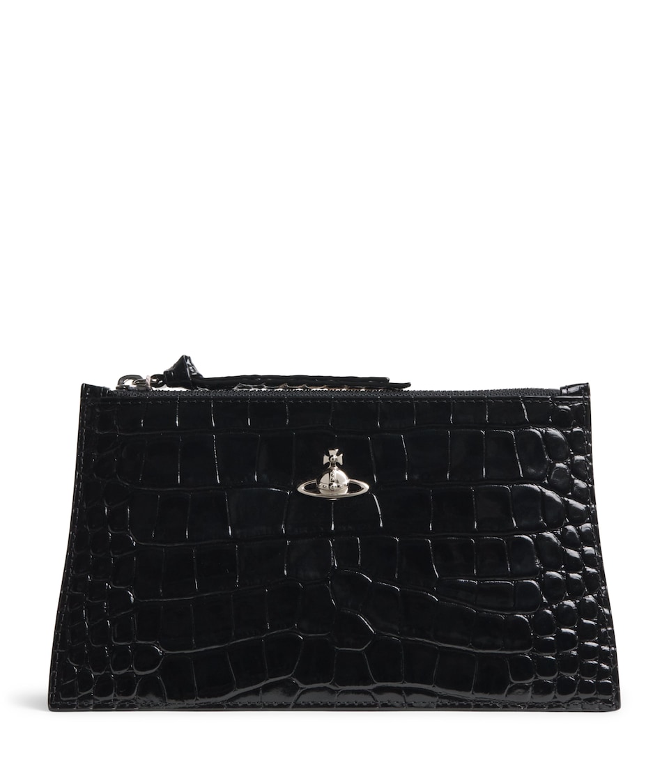 Vivienne Westwood Small Croc-Embossed Leather Clutch Bag Black