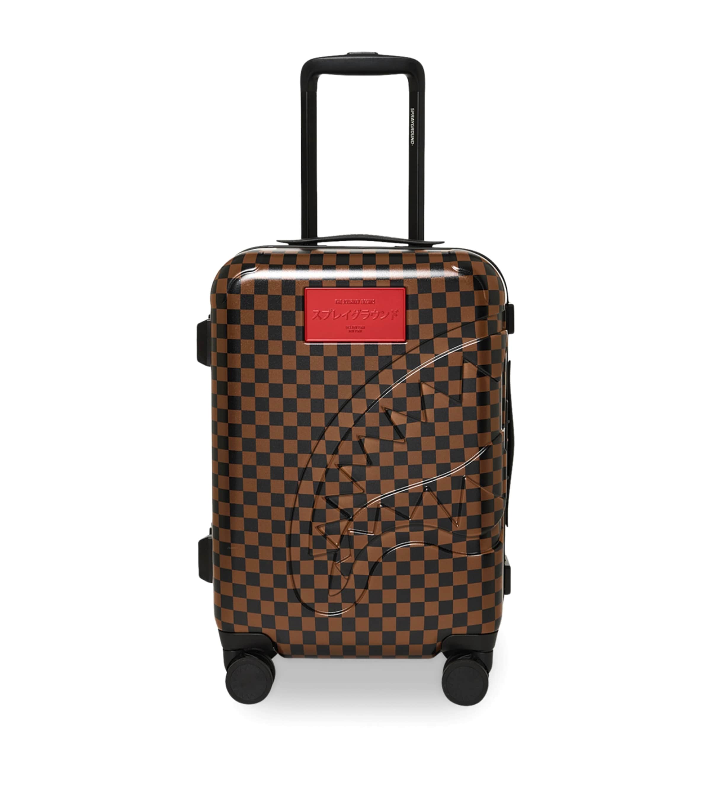Sprayground Embossed Check Cabin Suitcase (50cm) Red Redemption