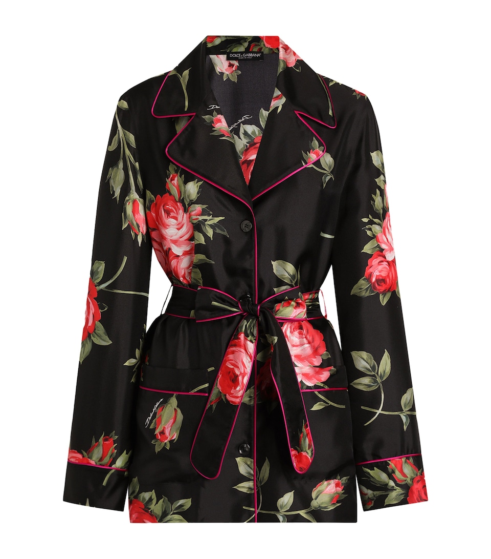 Silk Floral Print Blazer
