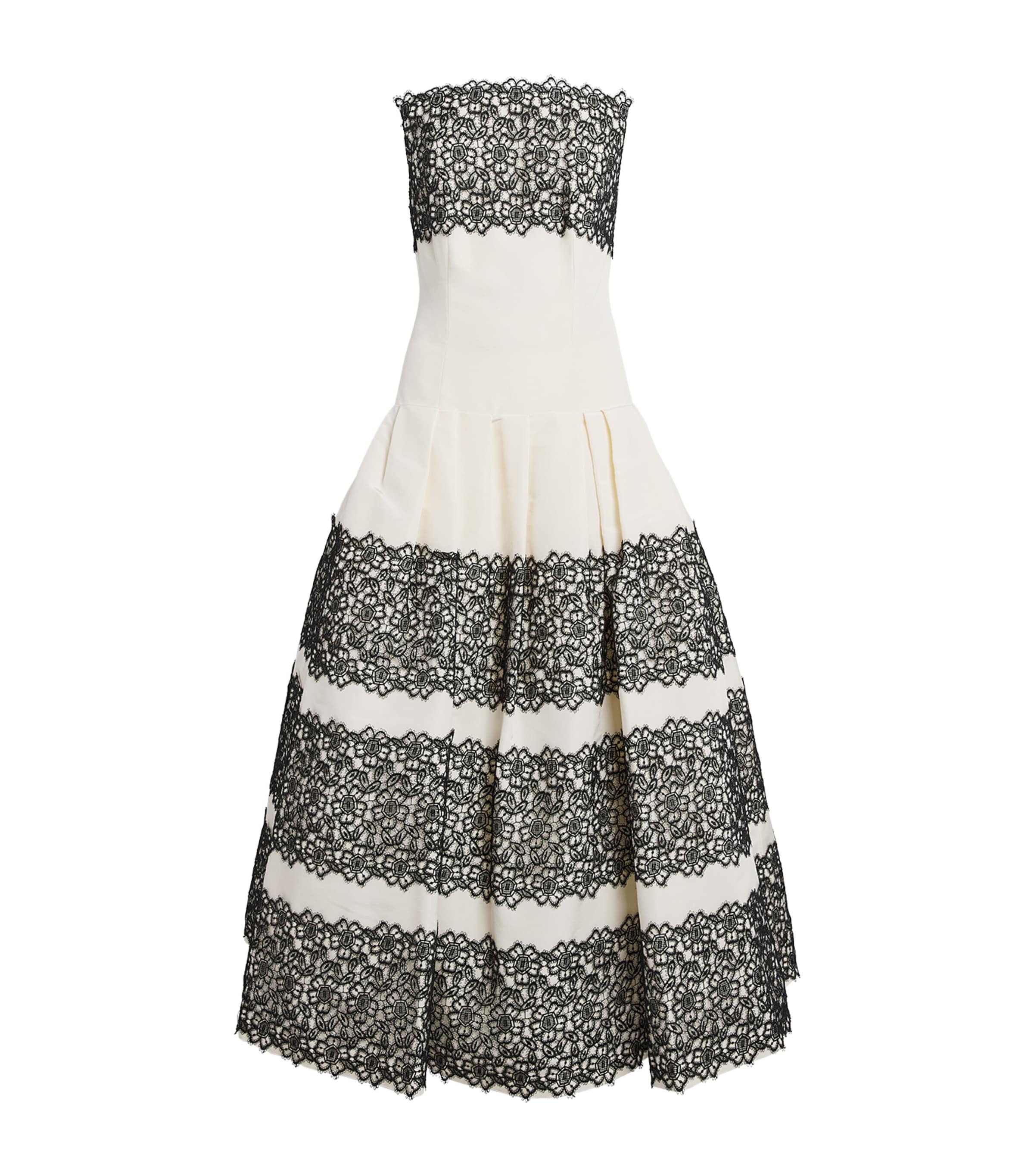 Carolina Herrera Womens Silk-Lace Strapless Gown Ceramic