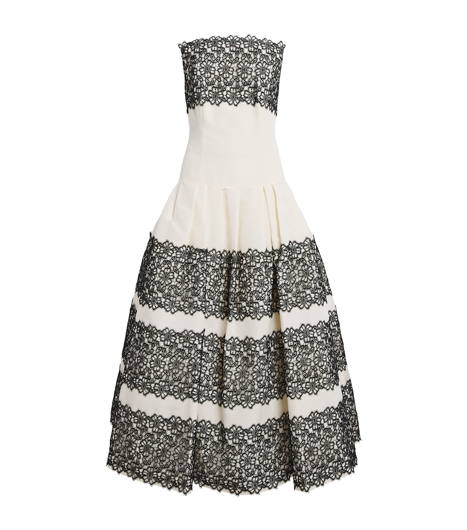 Carolina Herrera Womens Silk-Lace Strapless Gown Ceramic