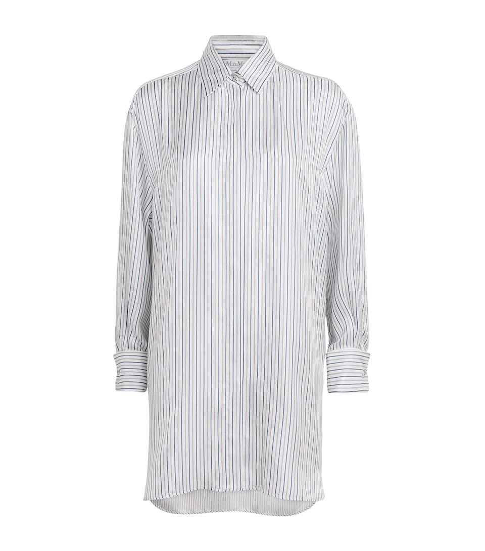 Silk Stripe Mini Shirt Dress