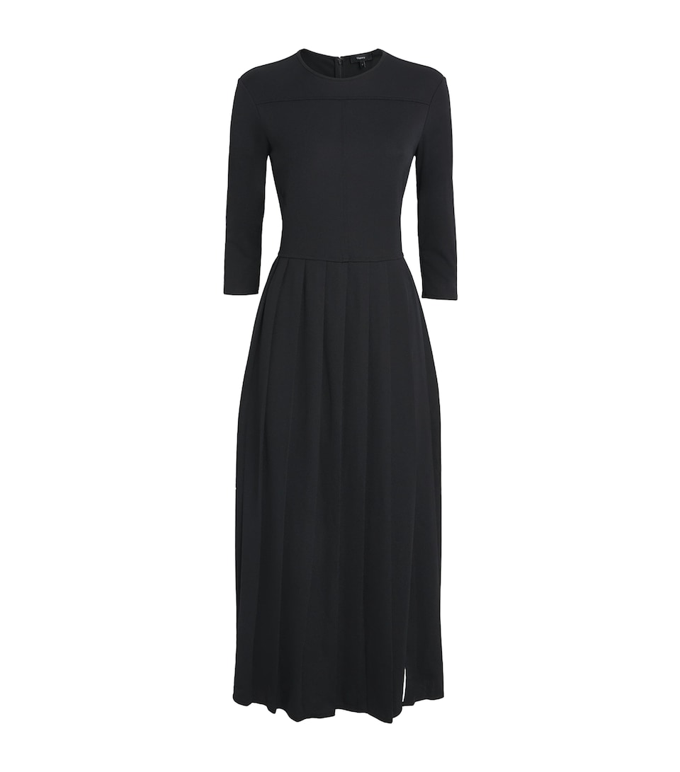 Woven Pleated Midi Dress