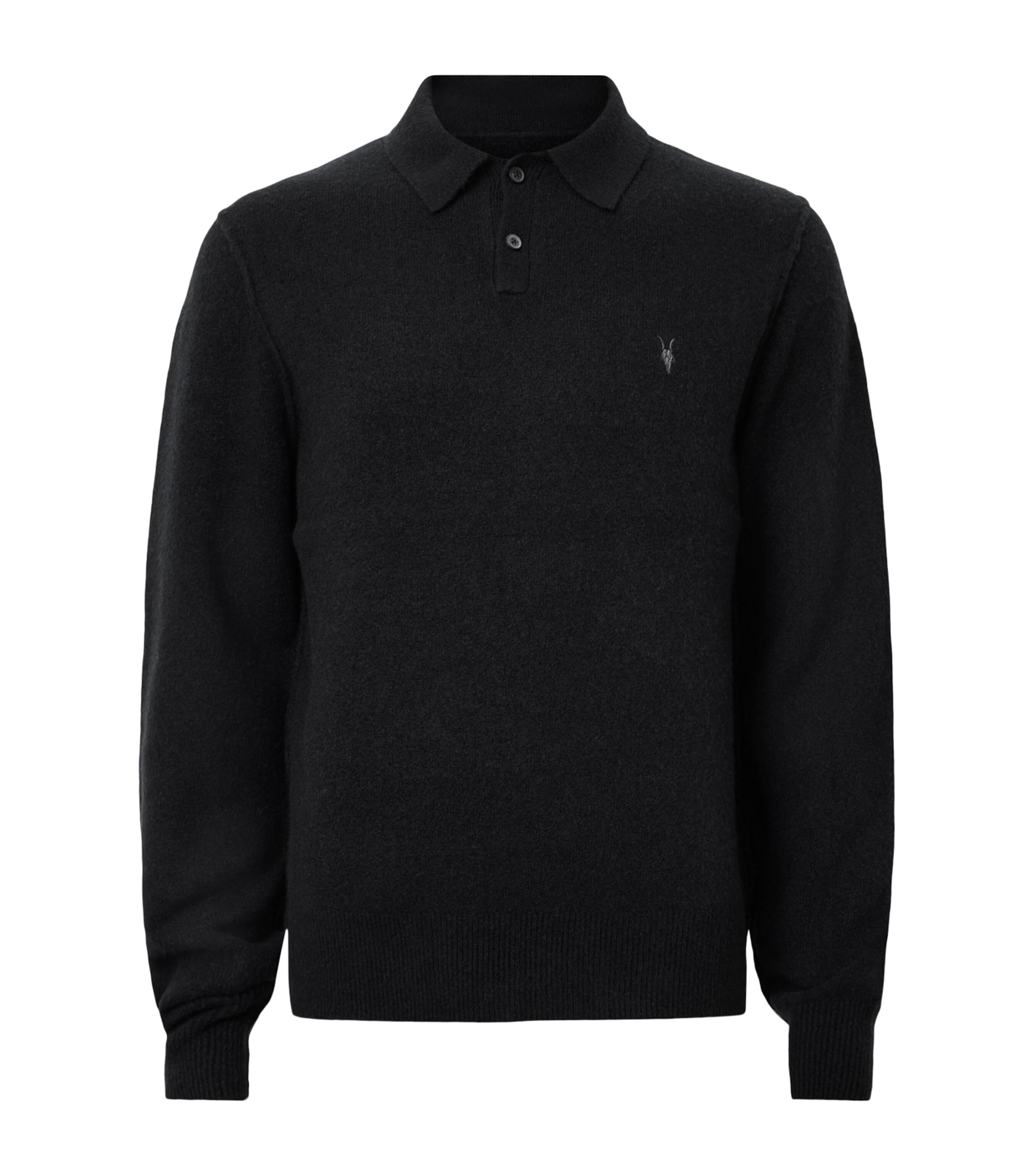 AllSaints Mens Statten Polo Sweater Black