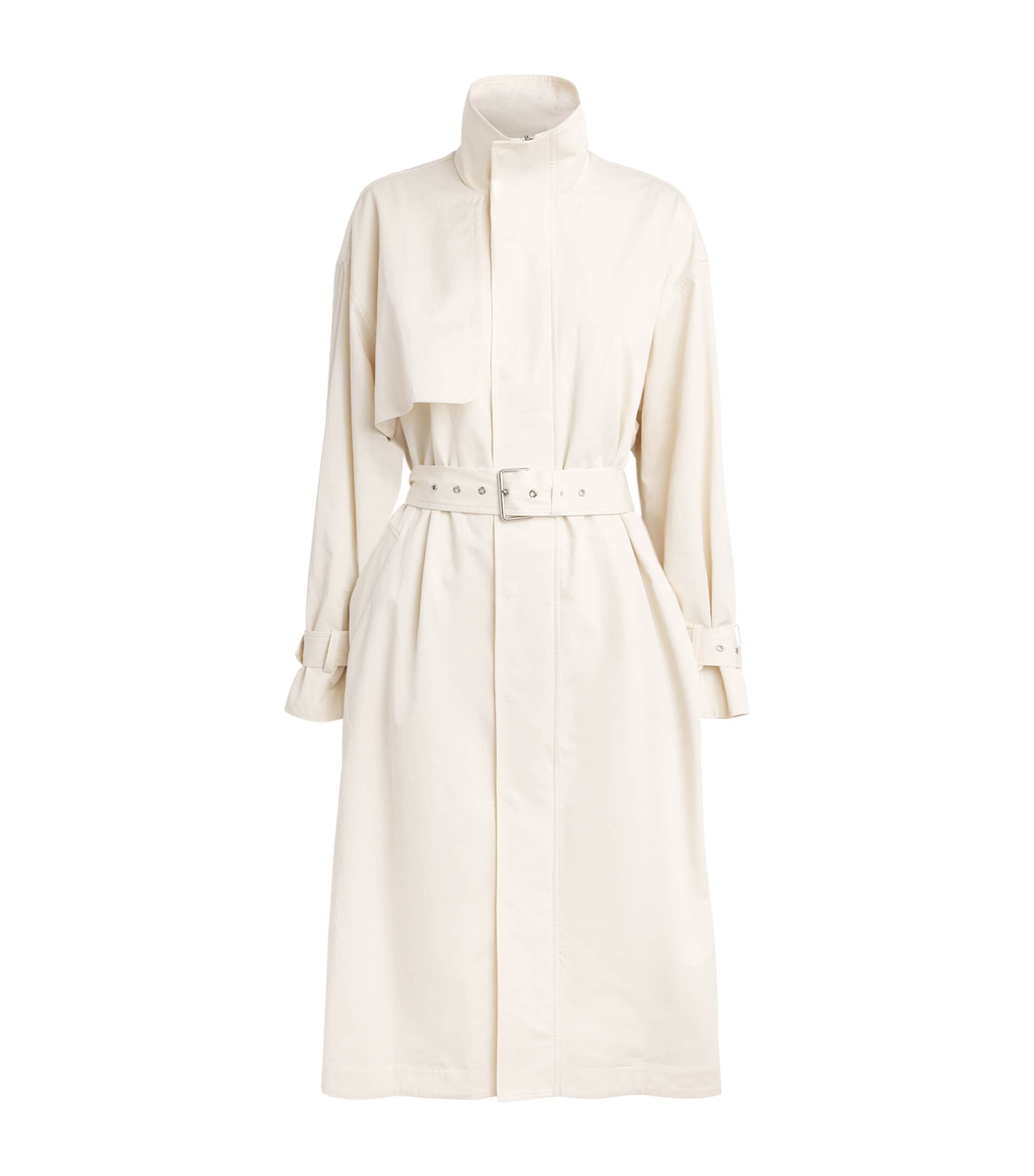 FRAME Womens Cotton The Field Trench Coat Ecru
