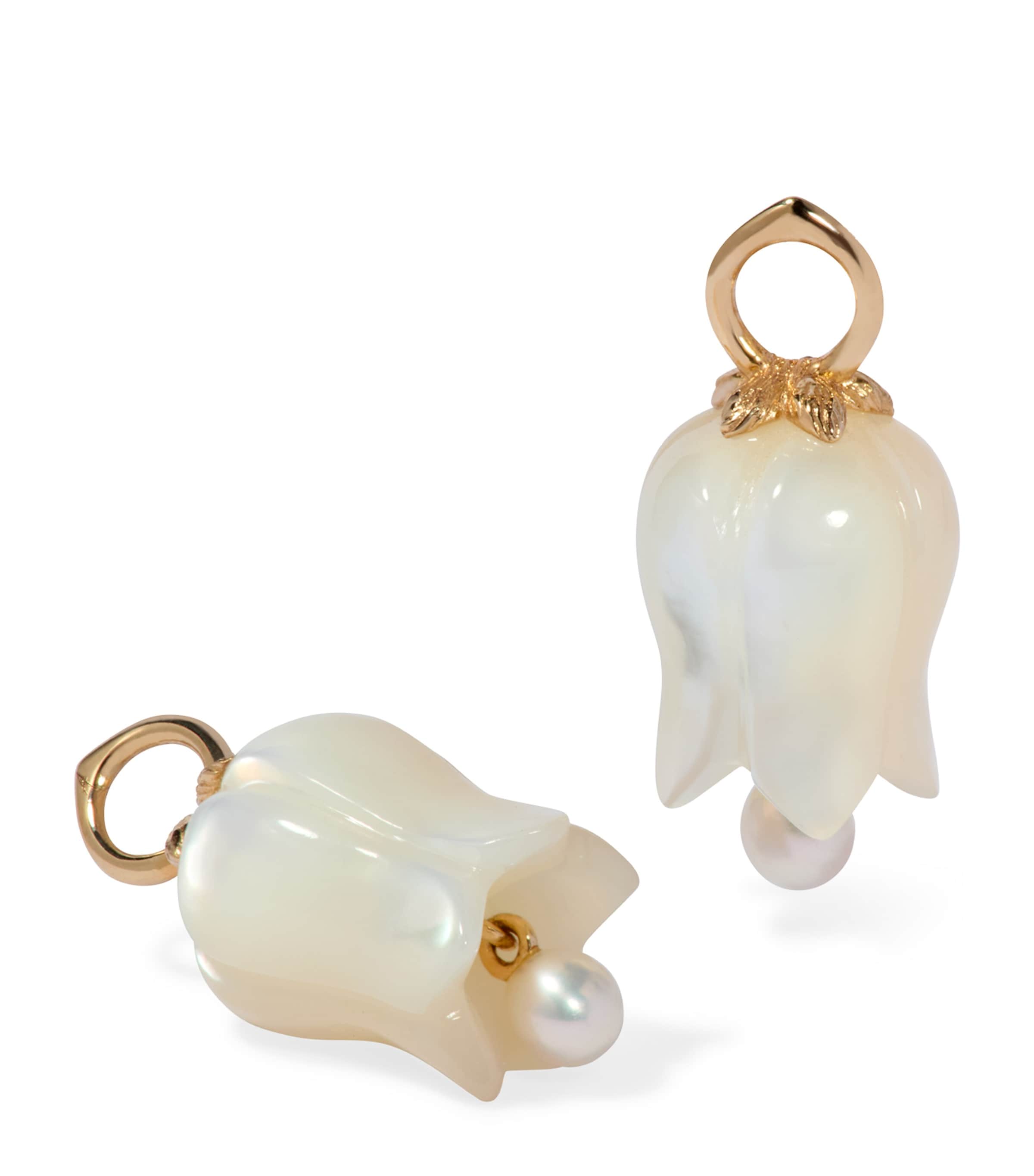 Yellow Gold, Diamond and Pearl Earring Drops