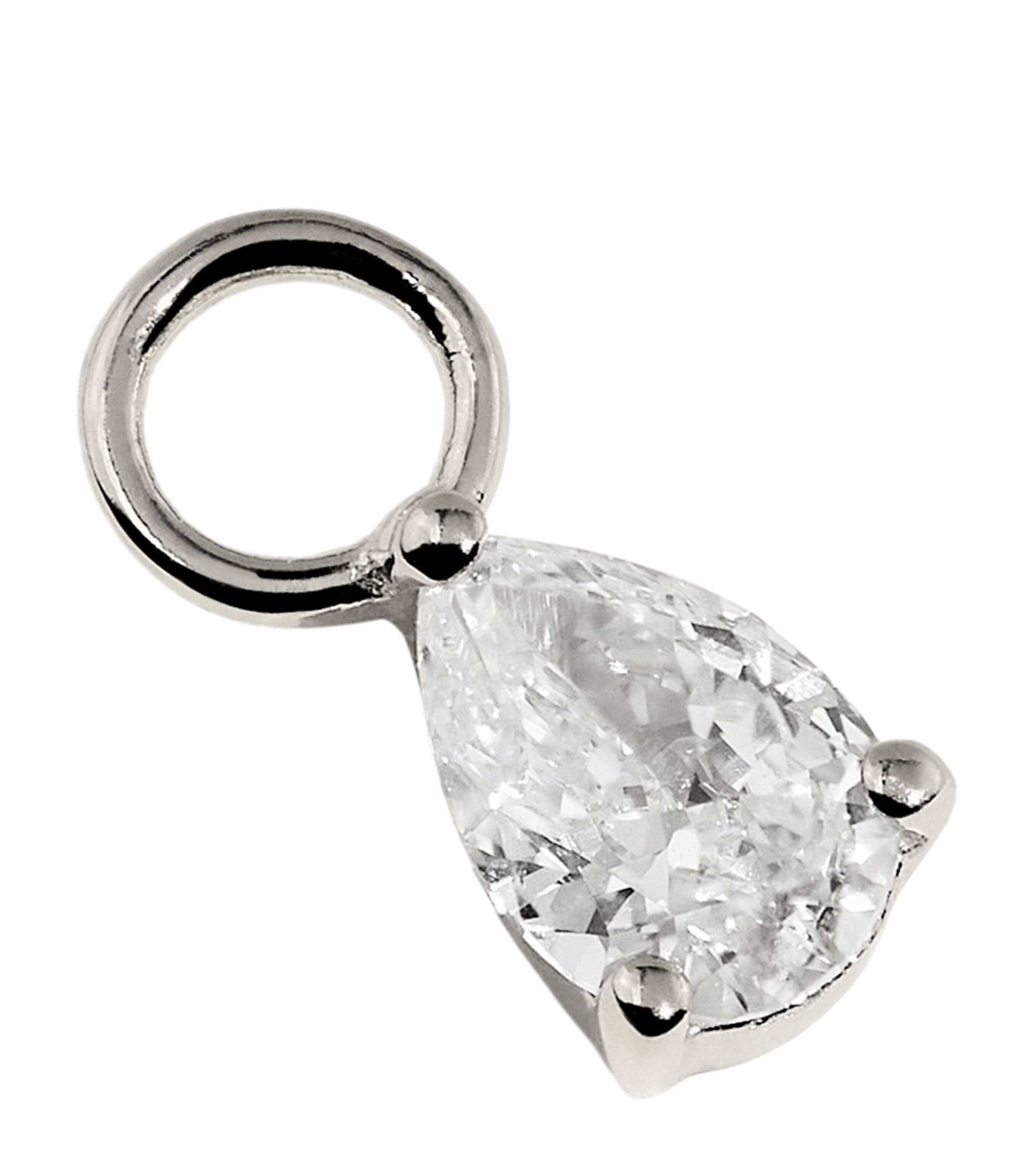 Astrid & Miyu White Gold and Diamond April Birthstone Earring Charm White Gold